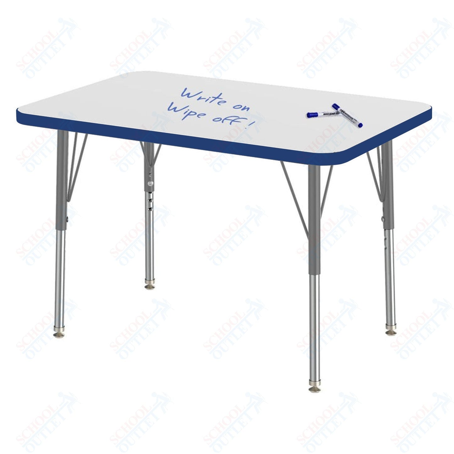Marco MG2200 Series Rectangle Preschool Table w/ Dry Erase Top 24" x 36" Adj Height 16" - 24" (MG2224 - DA) - SchoolOutlet