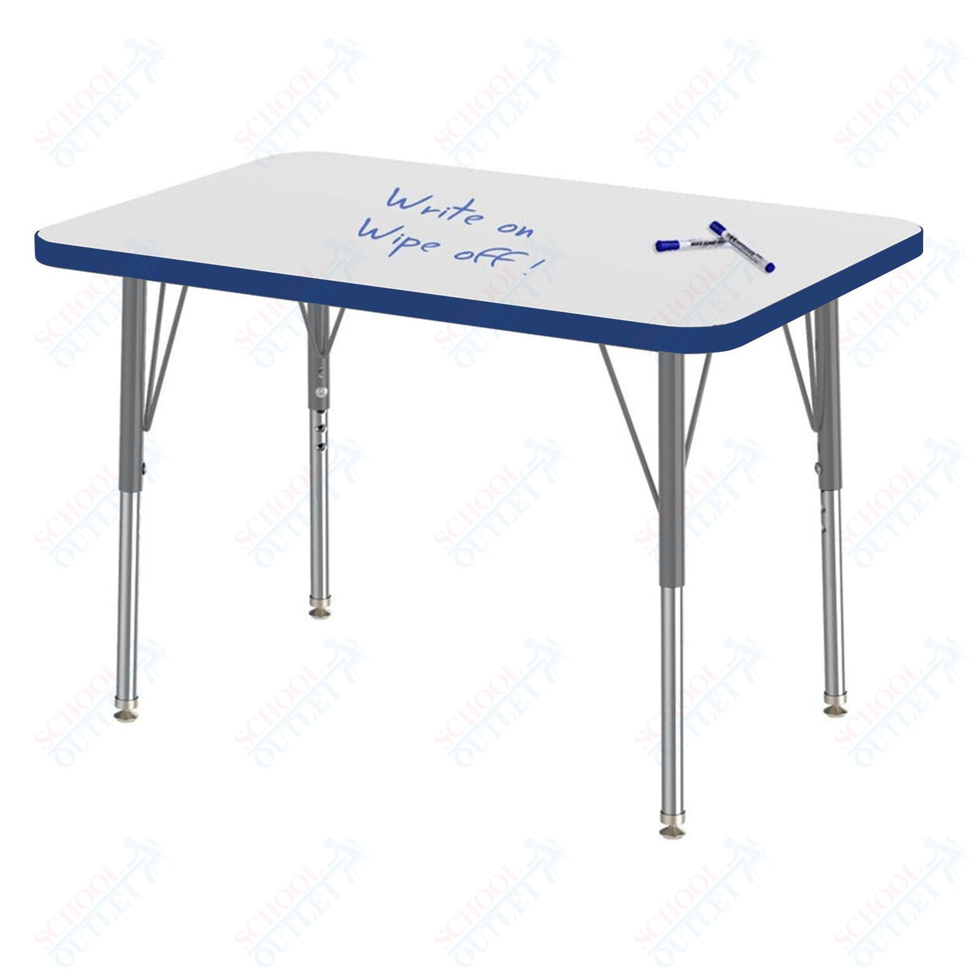 Marco MG2200 Series Rectangle Preschool Table w/ Dry Erase Top 24" x 36" Adj Height 16" - 24" (MG2224 - DA) - SchoolOutlet