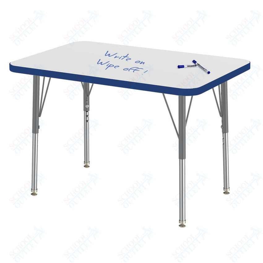 Marco MG2200 Series Rectangle Preschool Table w/ Dry Erase Top 24" x 36" Adj Height 16" - 24" (MG2224 - DA) - SchoolOutlet