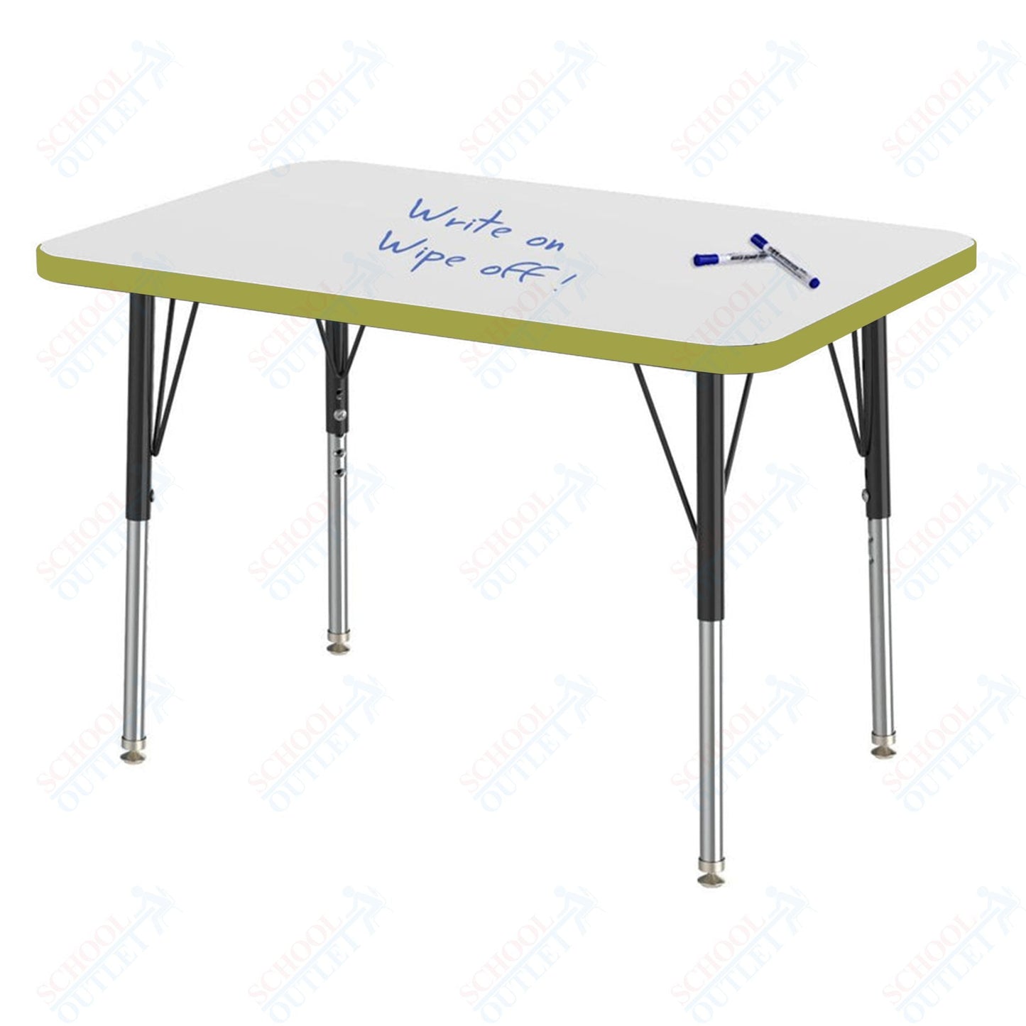 Marco MG2200 Series Rectangle Preschool Table w/ Dry Erase Top 24" x 36" Adj Height 16" - 24" (MG2224 - DA) - SchoolOutlet