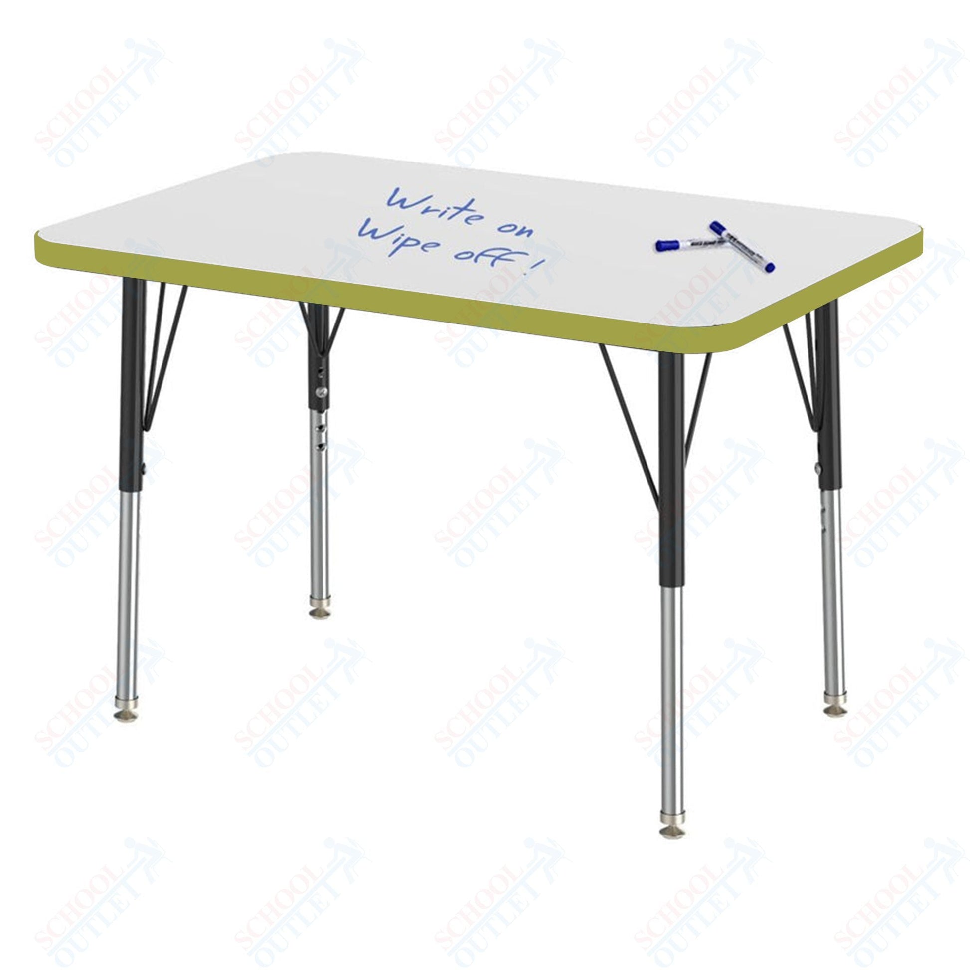 Marco MG2200 Series Rectangle Preschool Table w/ Dry Erase Top 24" x 36" Adj Height 16" - 24" (MG2224 - DA) - SchoolOutlet
