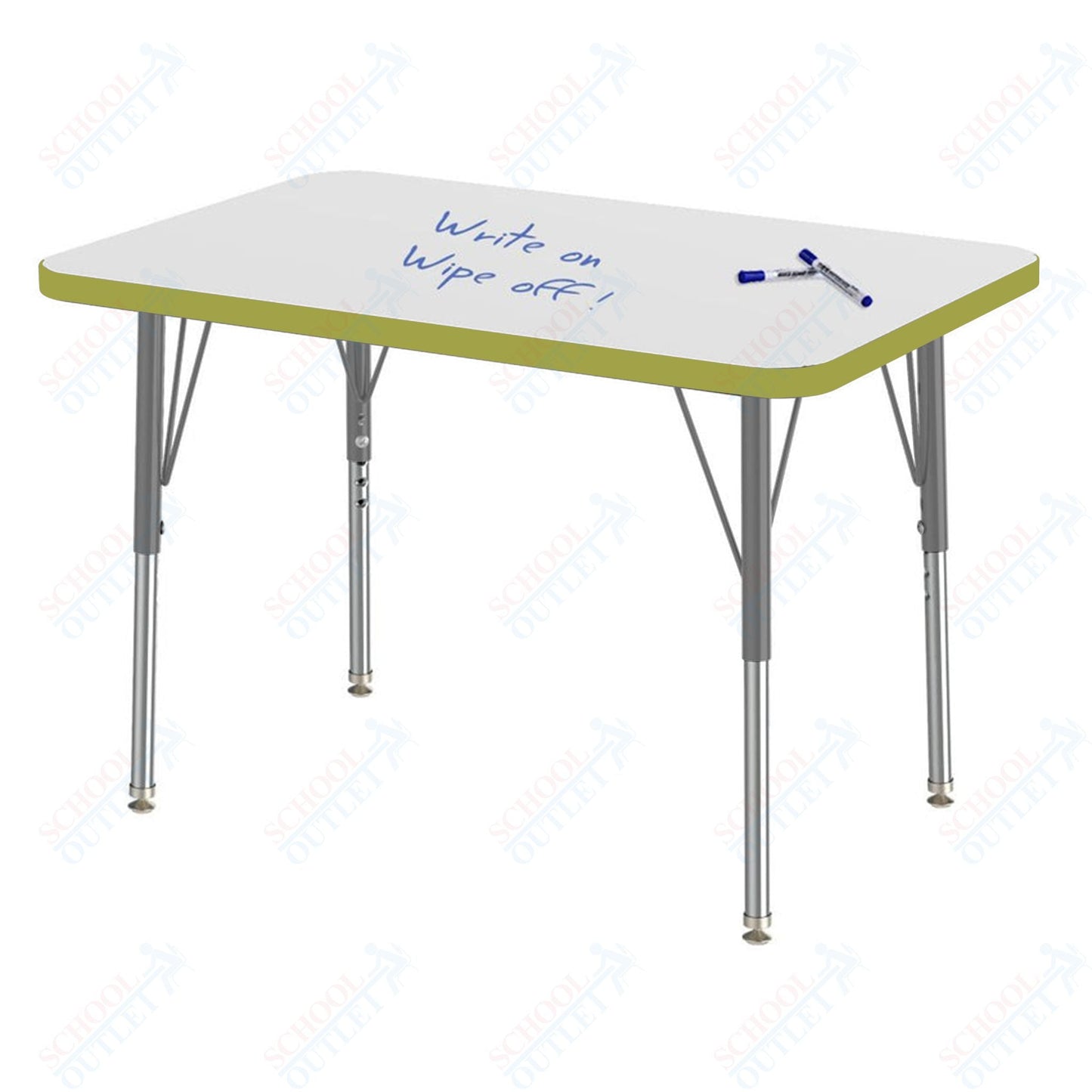 Marco MG2200 Series Rectangle Preschool Table w/ Dry Erase Top 24" x 36" Adj Height 16" - 24" (MG2224 - DA) - SchoolOutlet