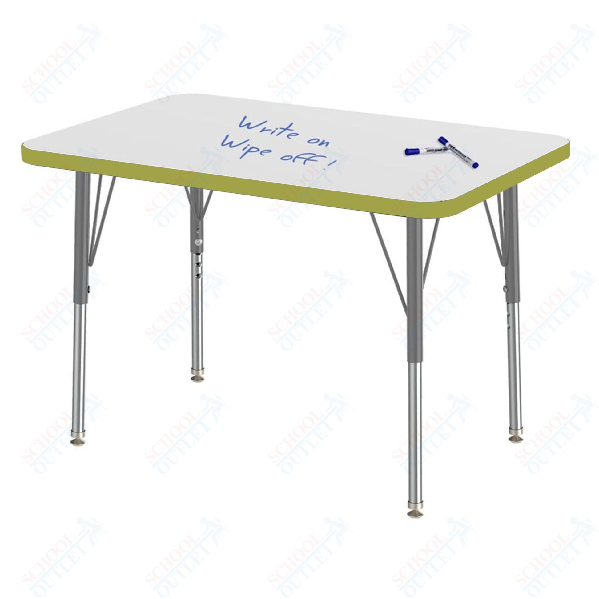 Marco MG2200 Series Rectangle Preschool Table w/ Dry Erase Top 24" x 36" Adj Height 16" - 24" (MG2224 - DA) - SchoolOutlet