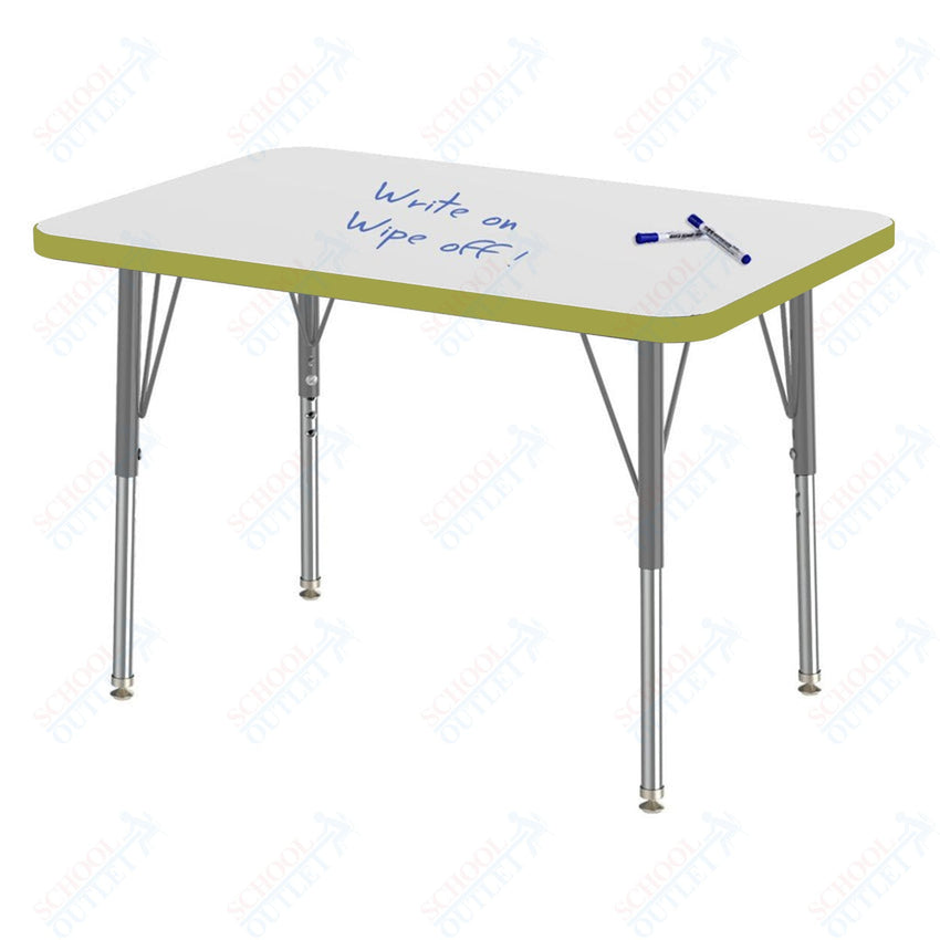Marco MG2200 Series Rectangle Preschool Table w/ Dry Erase Top 24" x 36" Adj Height 16" - 24" (MG2224 - DA) - SchoolOutlet