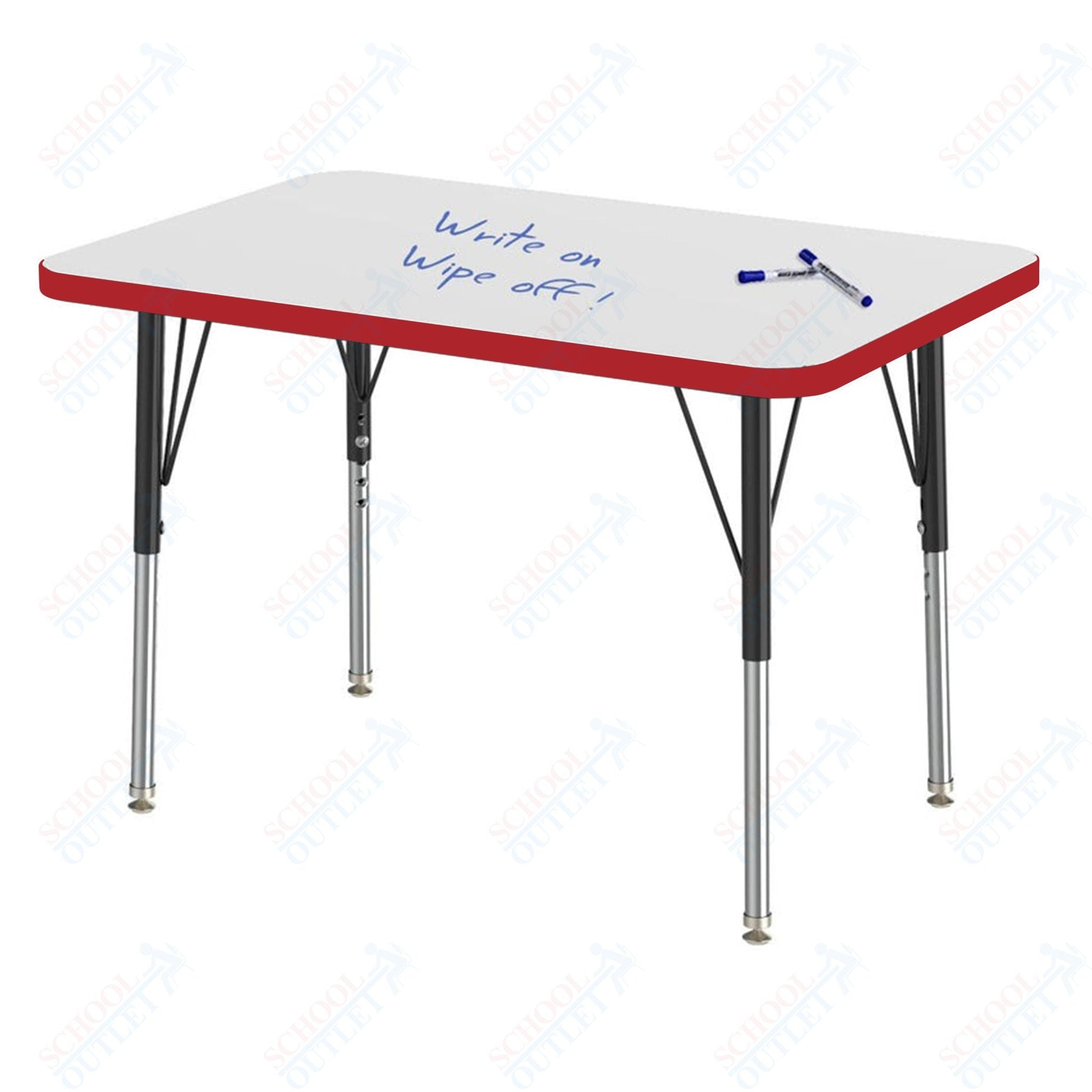 Marco MG2200 Series Rectangle Preschool Table w/ Dry Erase Top 24" x 36" Adj Height 16" - 24" (MG2224 - DA) - SchoolOutlet