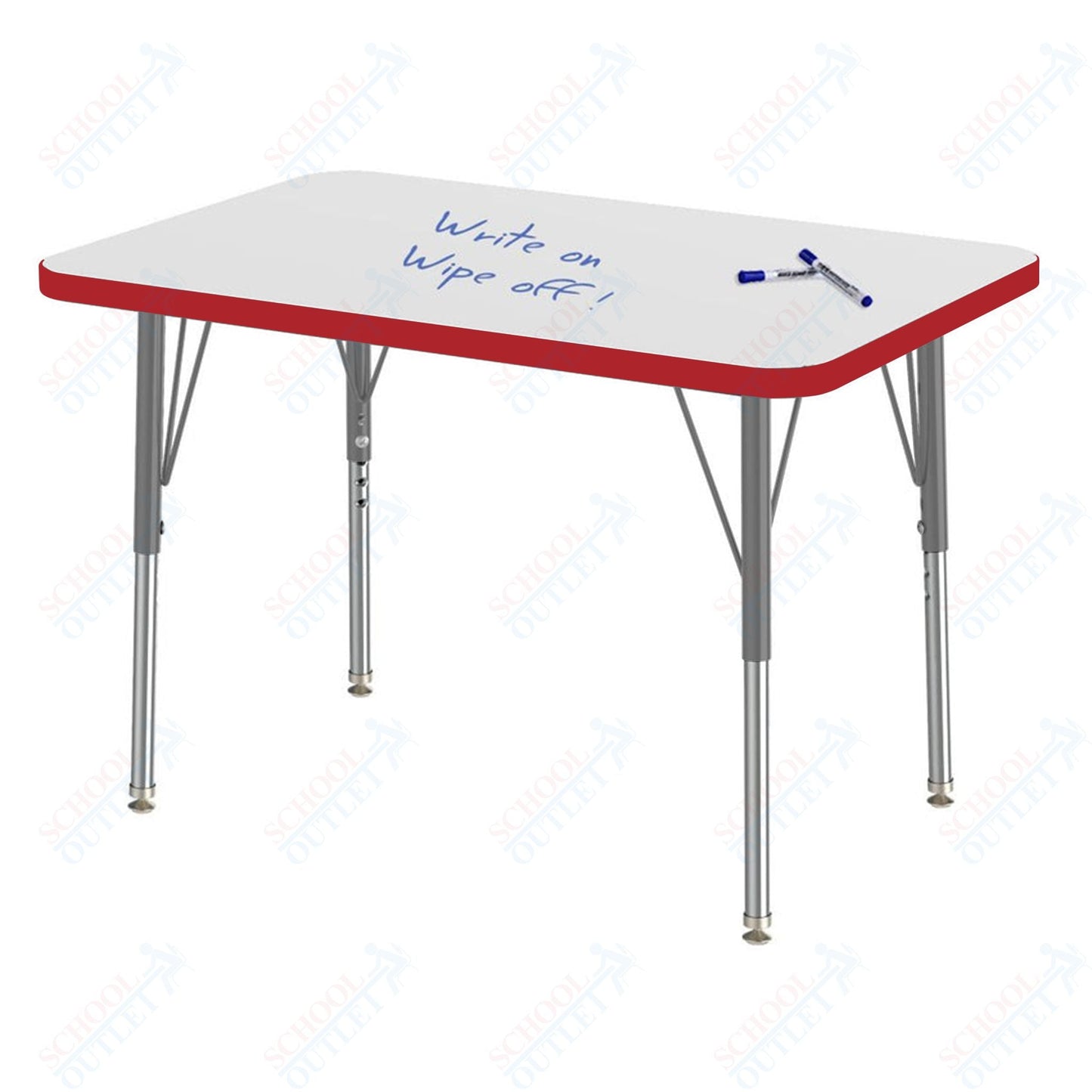 Marco MG2200 Series Rectangle Preschool Table w/ Dry Erase Top 24" x 36" Adj Height 16" - 24" (MG2224 - DA) - SchoolOutlet