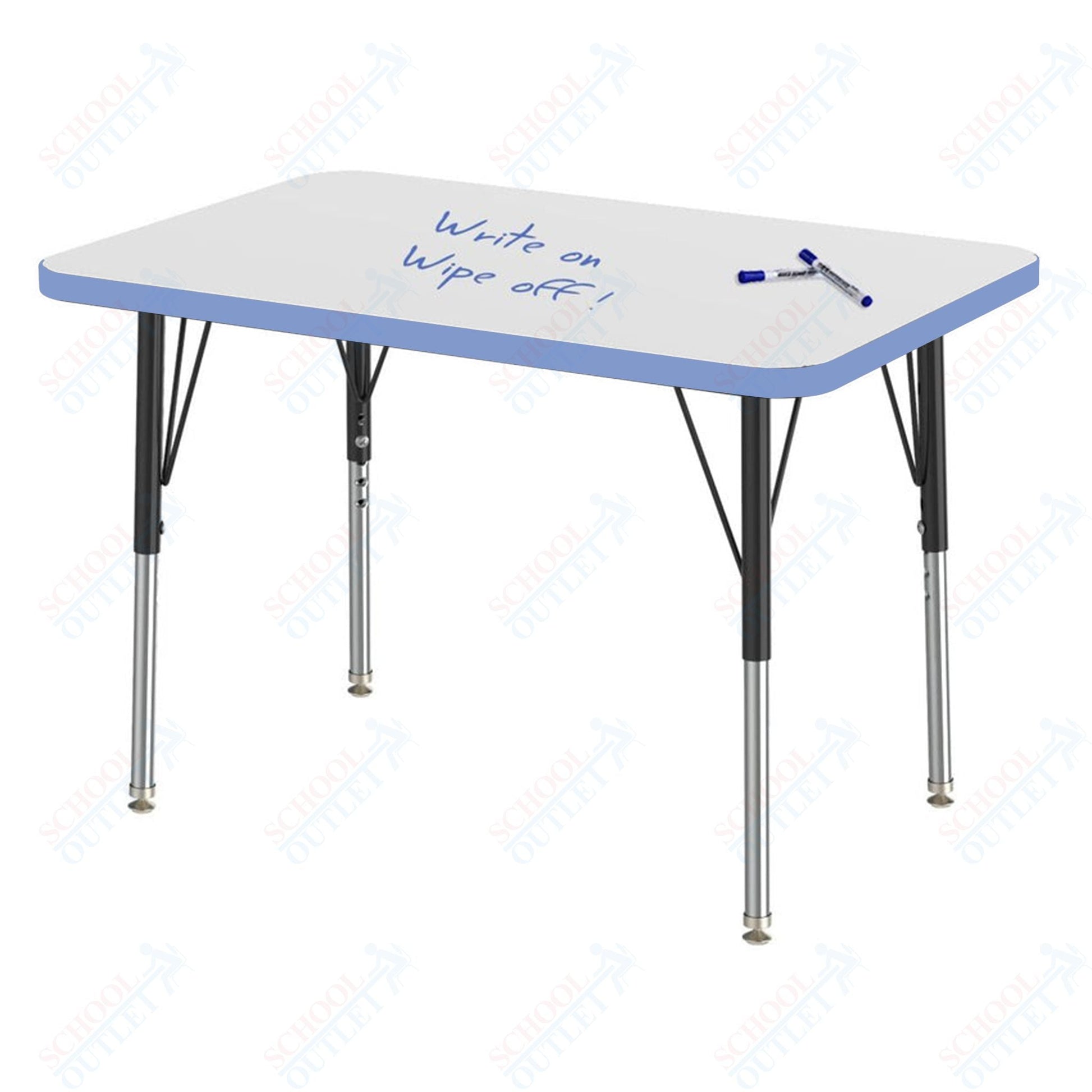 Marco MG2200 Series Rectangle Preschool Table w/ Dry Erase Top 24" x 36" Adj Height 16" - 24" (MG2224 - DA) - SchoolOutlet