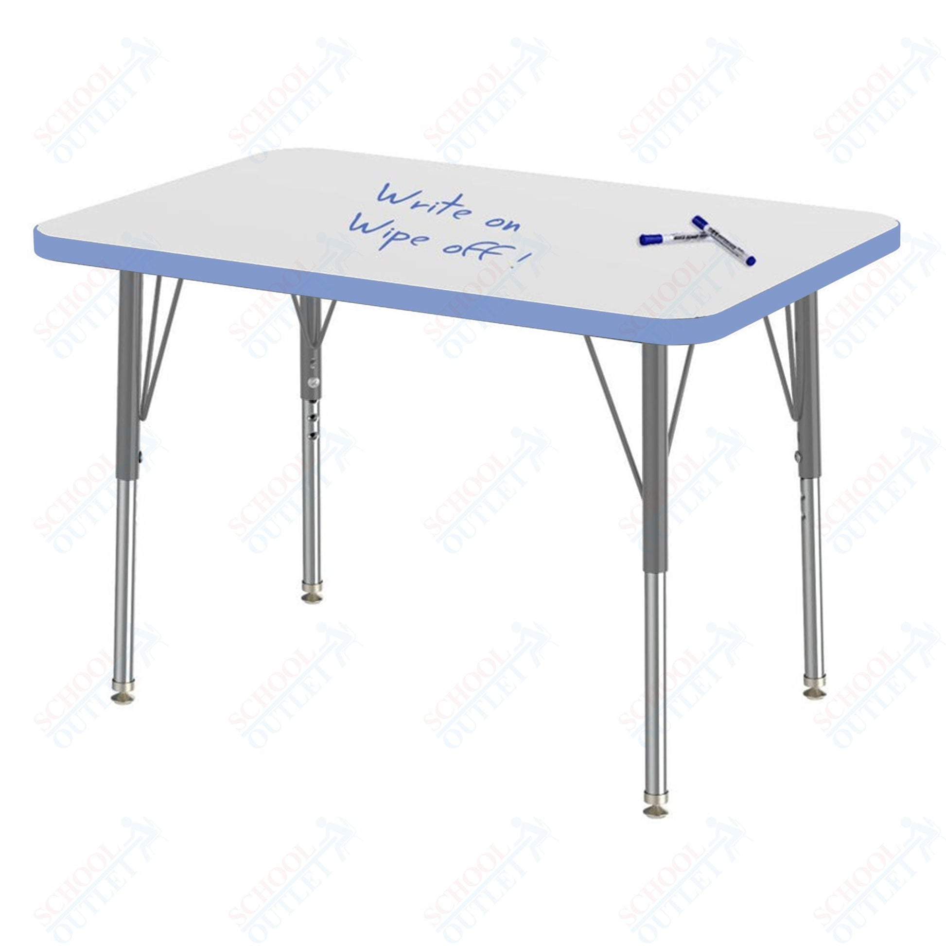 Marco MG2200 Series Rectangle Preschool Table w/ Dry Erase Top 24" x 36" Adj Height 16" - 24" (MG2224 - DA) - SchoolOutlet