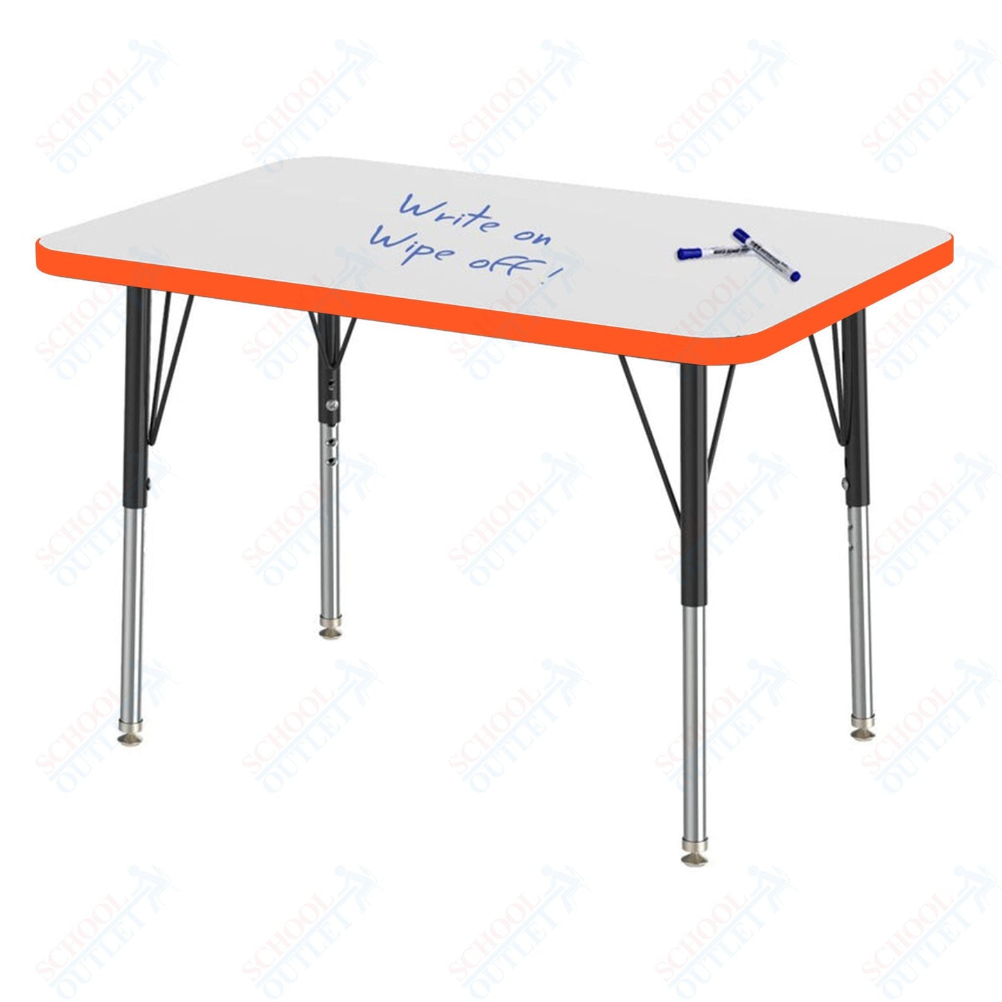 Marco MG2200 Series Rectangle Preschool Table w/ Dry Erase Top 24" x 36" Adj Height 16" - 24" (MG2224 - DA) - SchoolOutlet