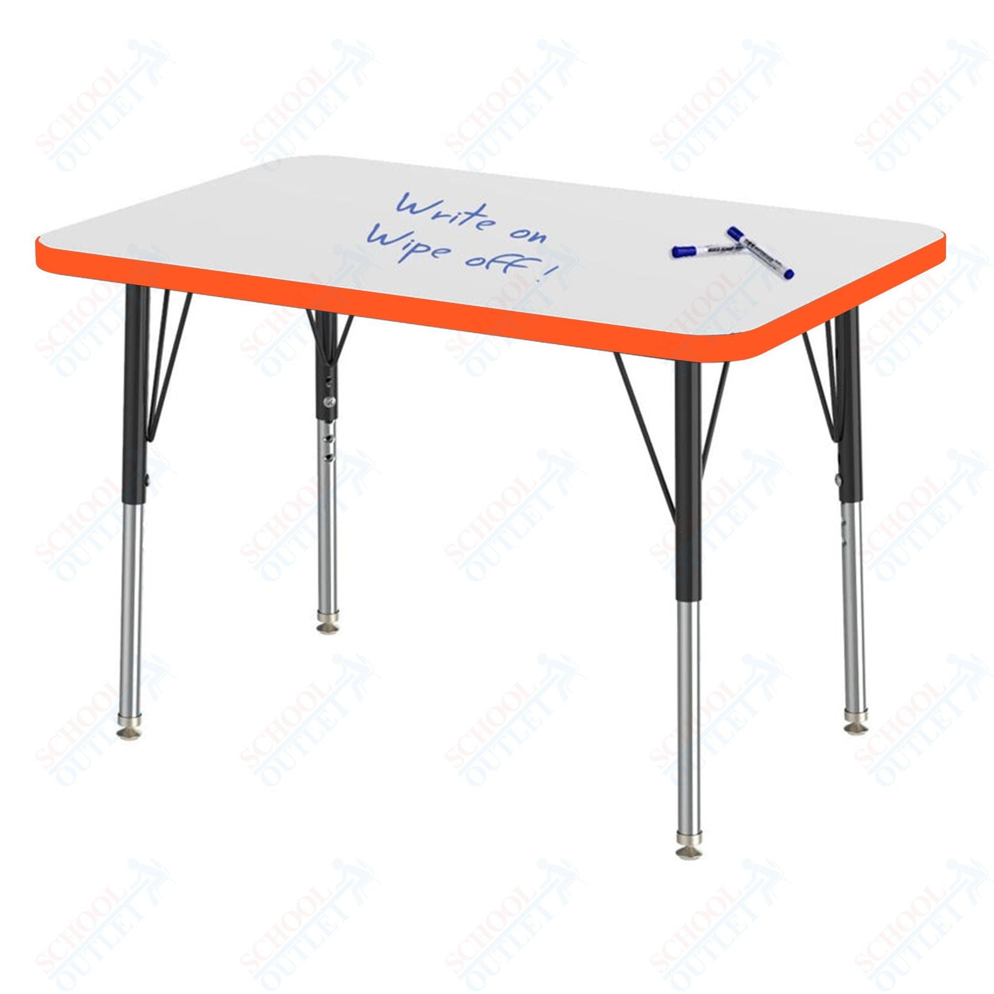 Marco MG2200 Series Rectangle Preschool Table w/ Dry Erase Top 24" x 36" Adj Height 16" - 24" (MG2224 - DA) - SchoolOutlet
