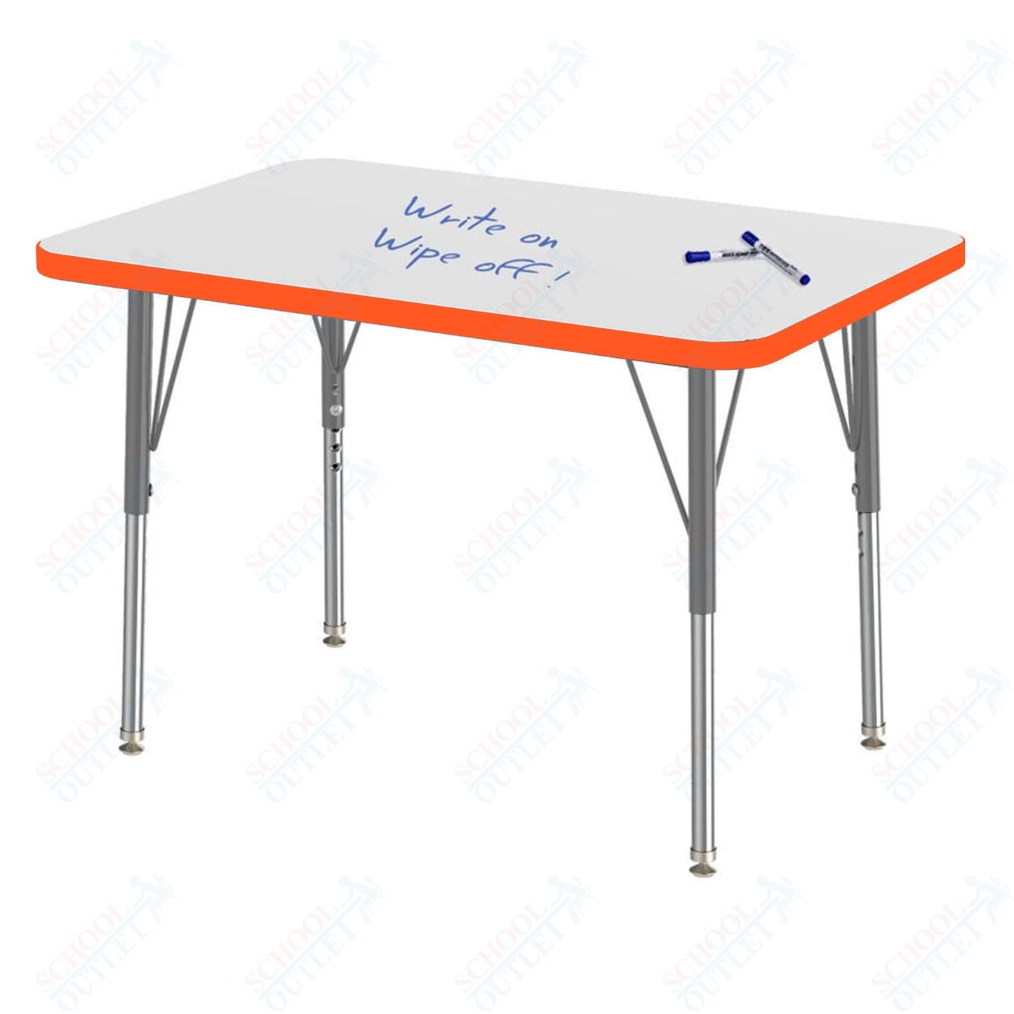 Marco MG2200 Series Rectangle Preschool Table w/ Dry Erase Top 24" x 36" Adj Height 16" - 24" (MG2224 - DA) - SchoolOutlet