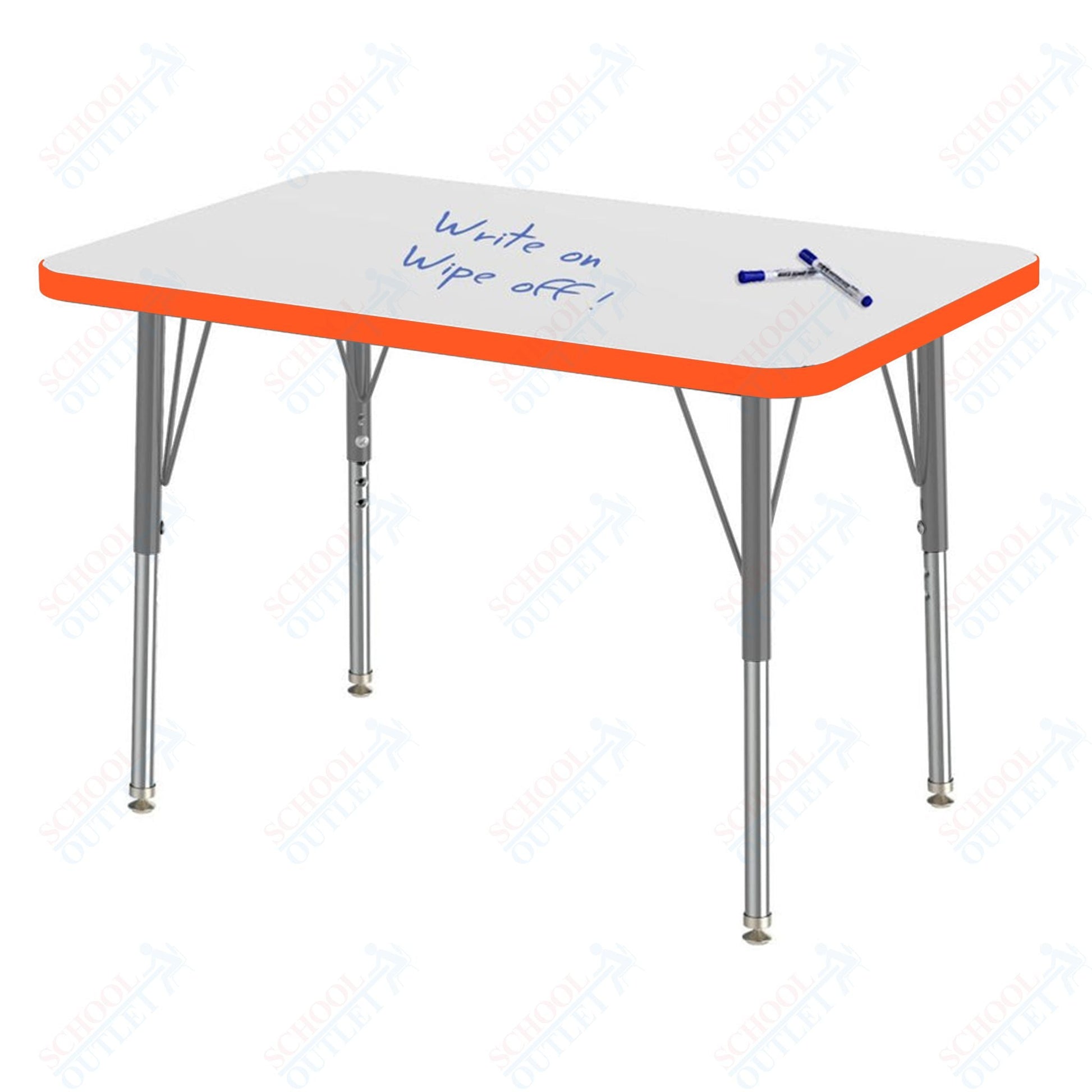 Marco MG2200 Series Rectangle Preschool Table w/ Dry Erase Top 24" x 36" Adj Height 16" - 24" (MG2224 - DA) - SchoolOutlet