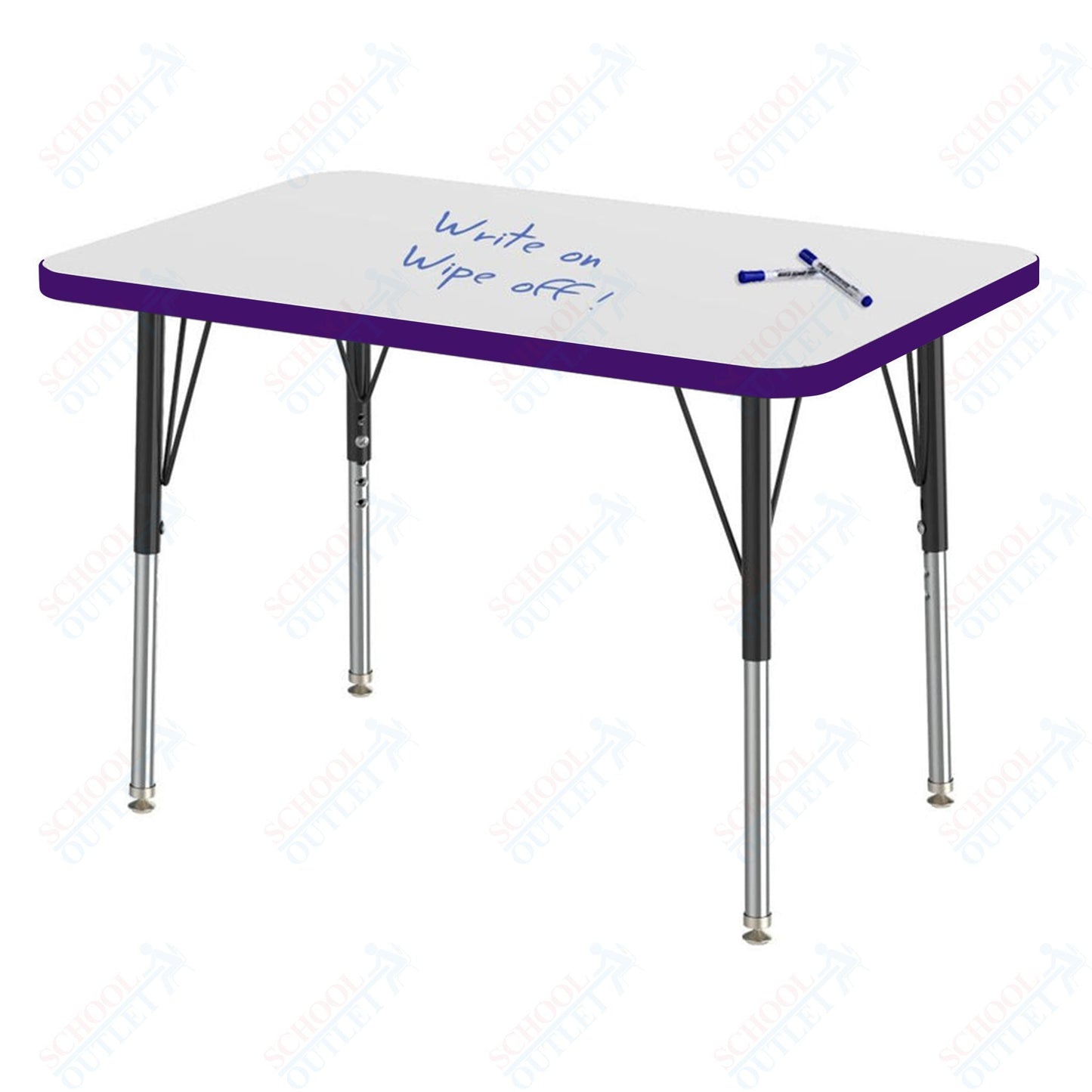 Marco MG2200 Series Rectangle Preschool Table w/ Dry Erase Top 24" x 36" Adj Height 16" - 24" (MG2224 - DA) - SchoolOutlet