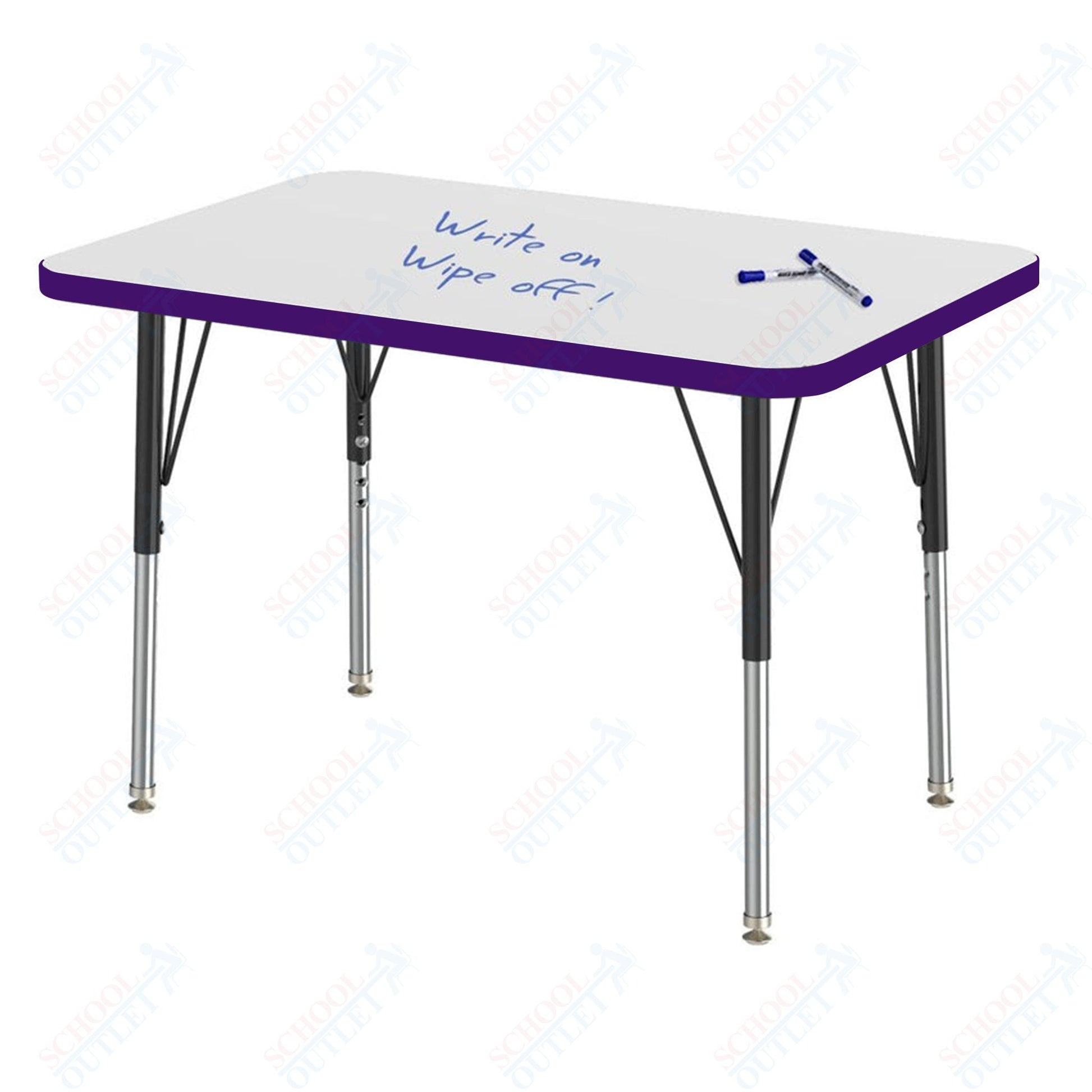 Marco MG2200 Series Rectangle Preschool Table w/ Dry Erase Top 24" x 36" Adj Height 16" - 24" (MG2224 - DA) - SchoolOutlet
