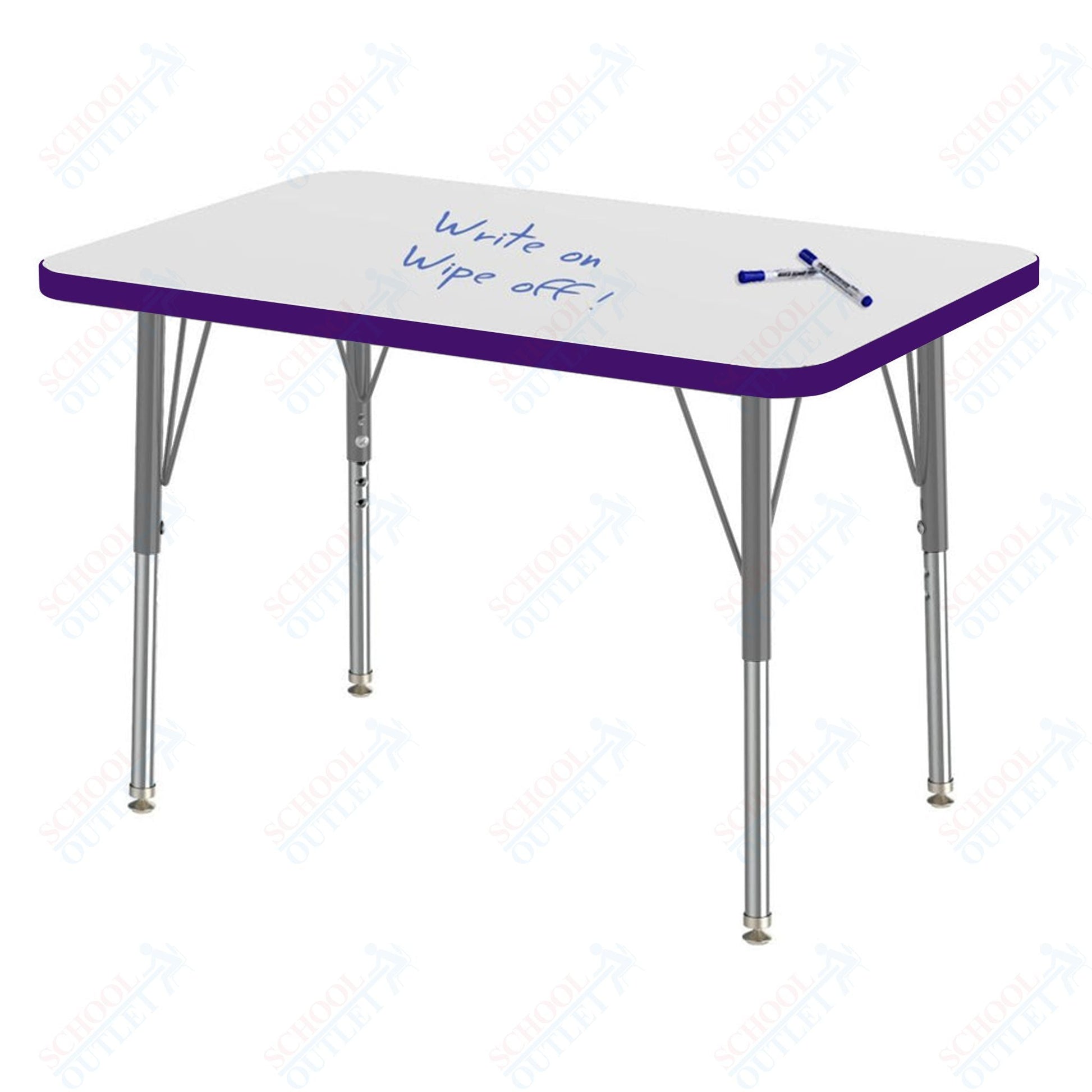 Marco MG2200 Series Rectangle Preschool Table w/ Dry Erase Top 24" x 36" Adj Height 16" - 24" (MG2224 - DA) - SchoolOutlet