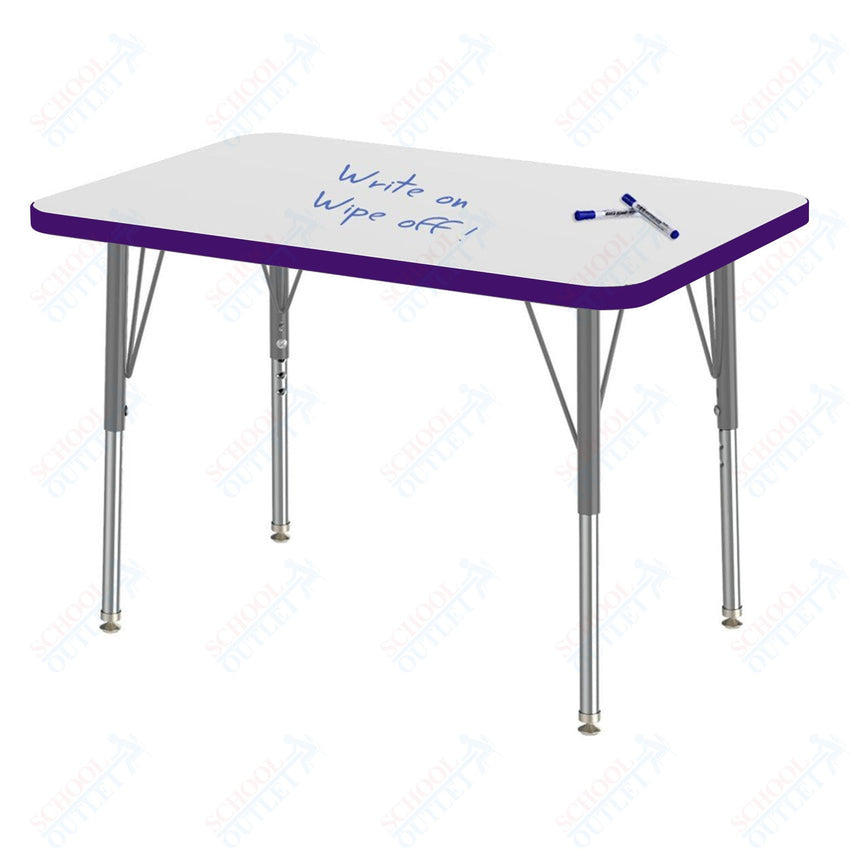 Marco MG2200 Series Rectangle Preschool Table w/ Dry Erase Top 24" x 36" Adj Height 16" - 24" (MG2224 - DA) - SchoolOutlet