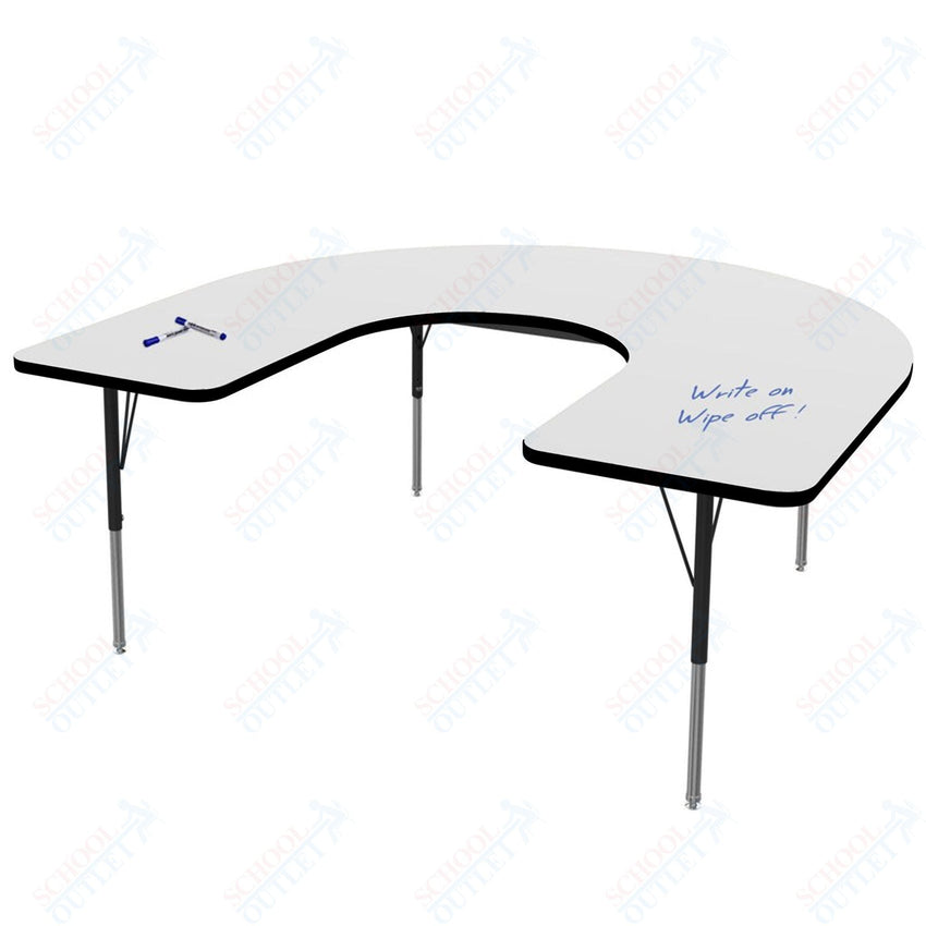 Marco MG2200 Series Horseshoe Preschool Table w/ Dry Erase Top 48" x 72" Adj Height 16" - 24" (MG2227 - DA) - SchoolOutlet