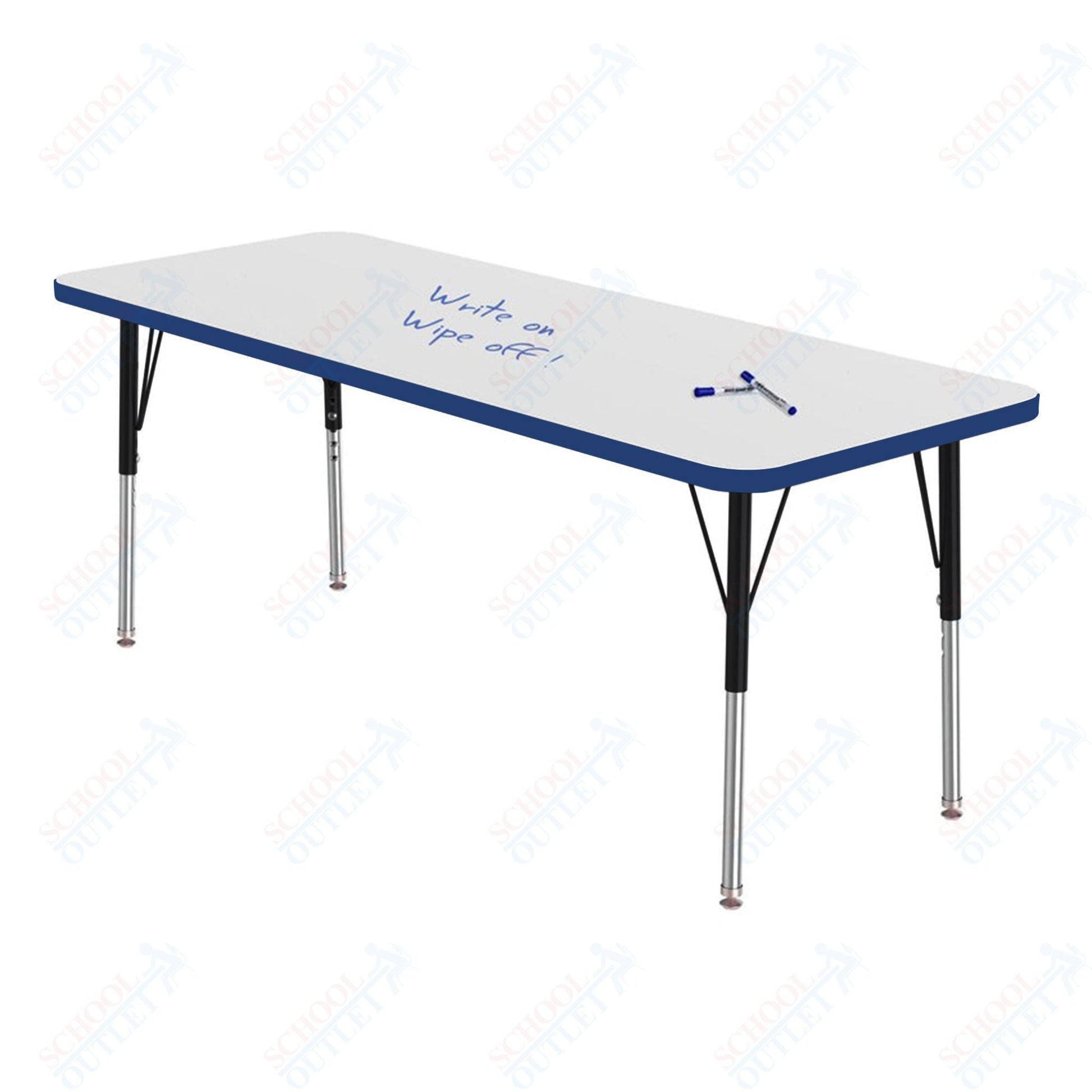 Marco MG2200 Series Rectangle Activity Table w/ Dry Erase Top 24" x 60" Adj Height 21" - 30" (MG2228 - DB) - SchoolOutlet