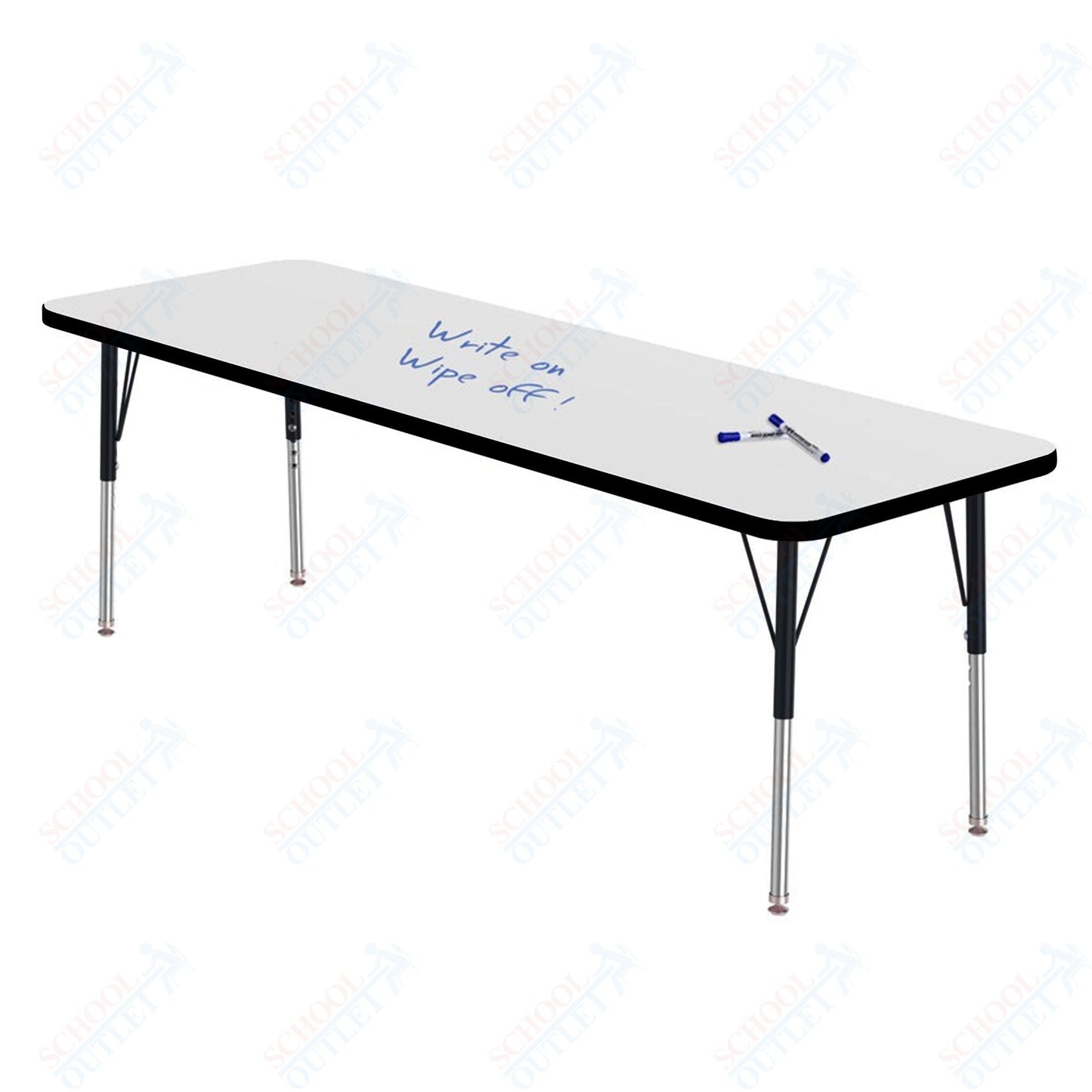 Marco MG2200 Series Rectangle Preschool Table w/ Dry Erase Top 24" x 72" Adj Height 16" - 24" (MG2230 - DA) - SchoolOutlet