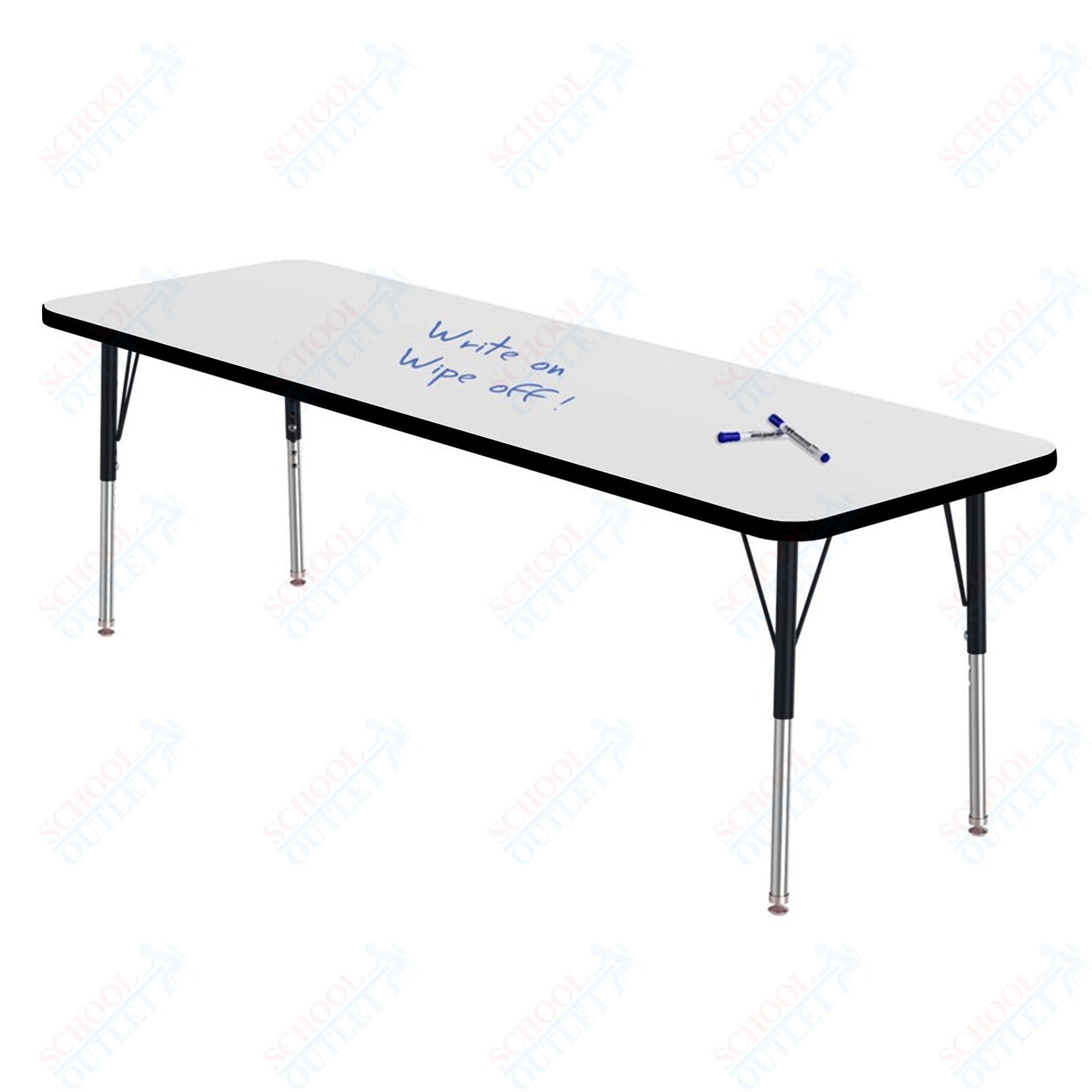 Marco MG2200 Series Rectangle Preschool Table w/ Dry Erase Top 24" x 72" Adj Height 16" - 24" (MG2230 - DA) - SchoolOutlet