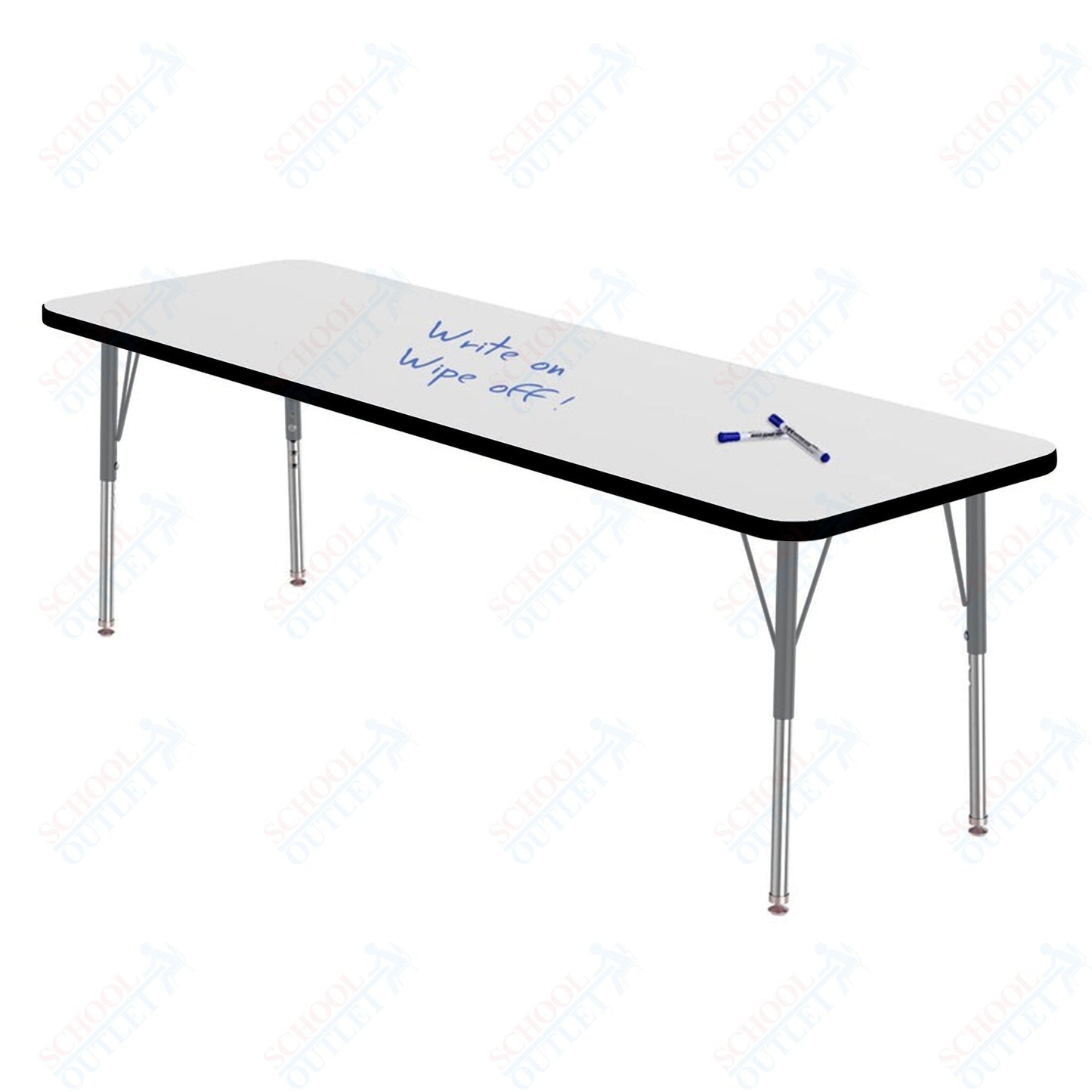Marco MG2200 Series Rectangle Preschool Table w/ Dry Erase Top 24" x 72" Adj Height 16" - 24" (MG2230 - DA) - SchoolOutlet
