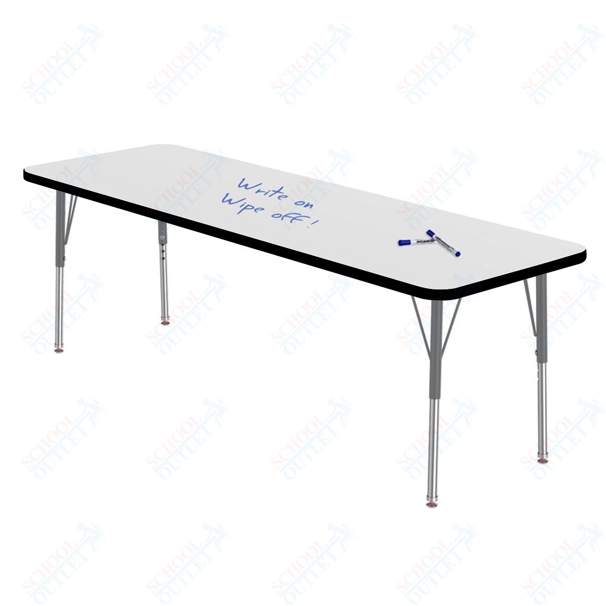Marco MG2200 Series Rectangle Preschool Table w/ Dry Erase Top 24" x 72" Adj Height 16" - 24" (MG2230 - DA) - SchoolOutlet