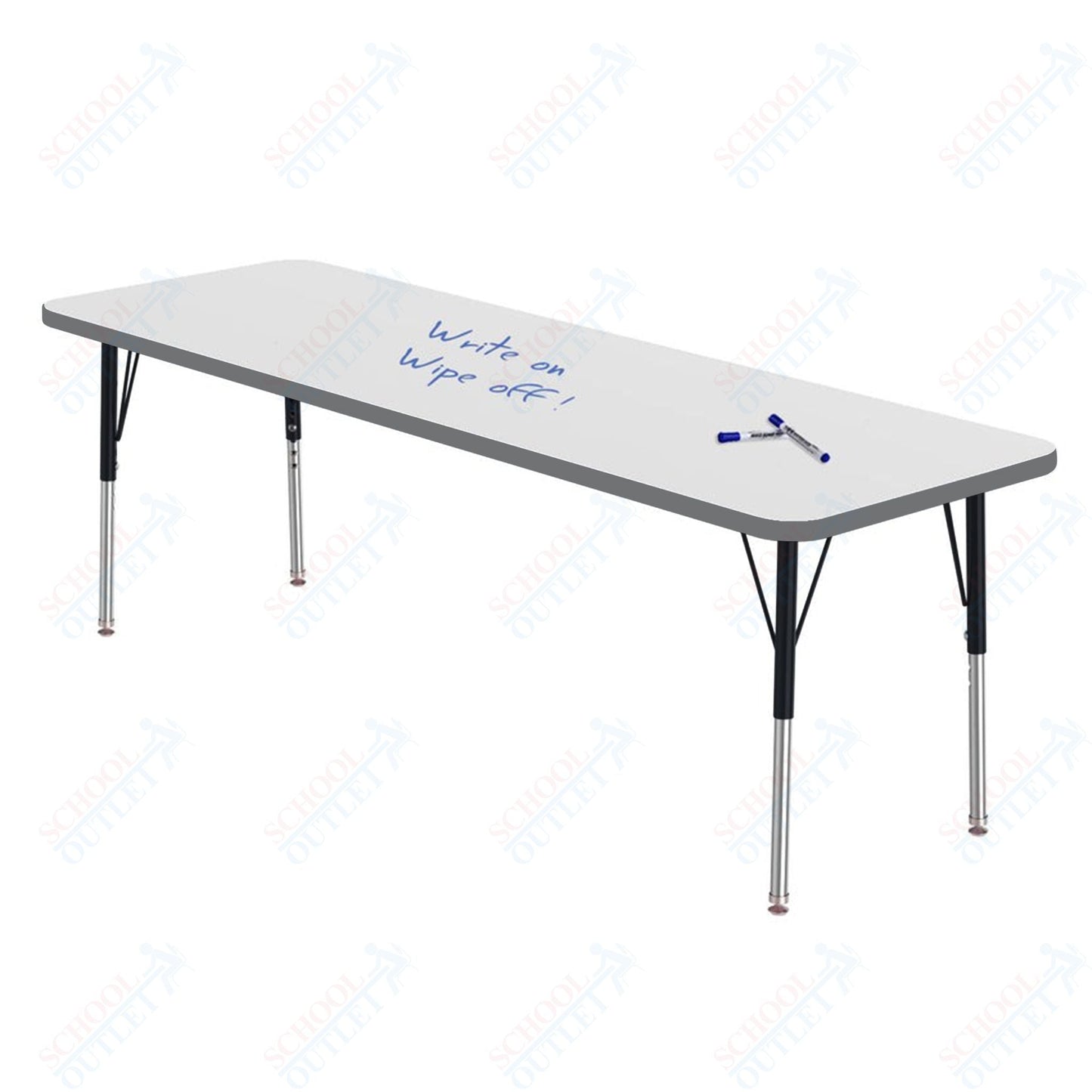 Marco MG2200 Series Rectangle Preschool Table w/ Dry Erase Top 24" x 72" Adj Height 16" - 24" (MG2230 - DA) - SchoolOutlet