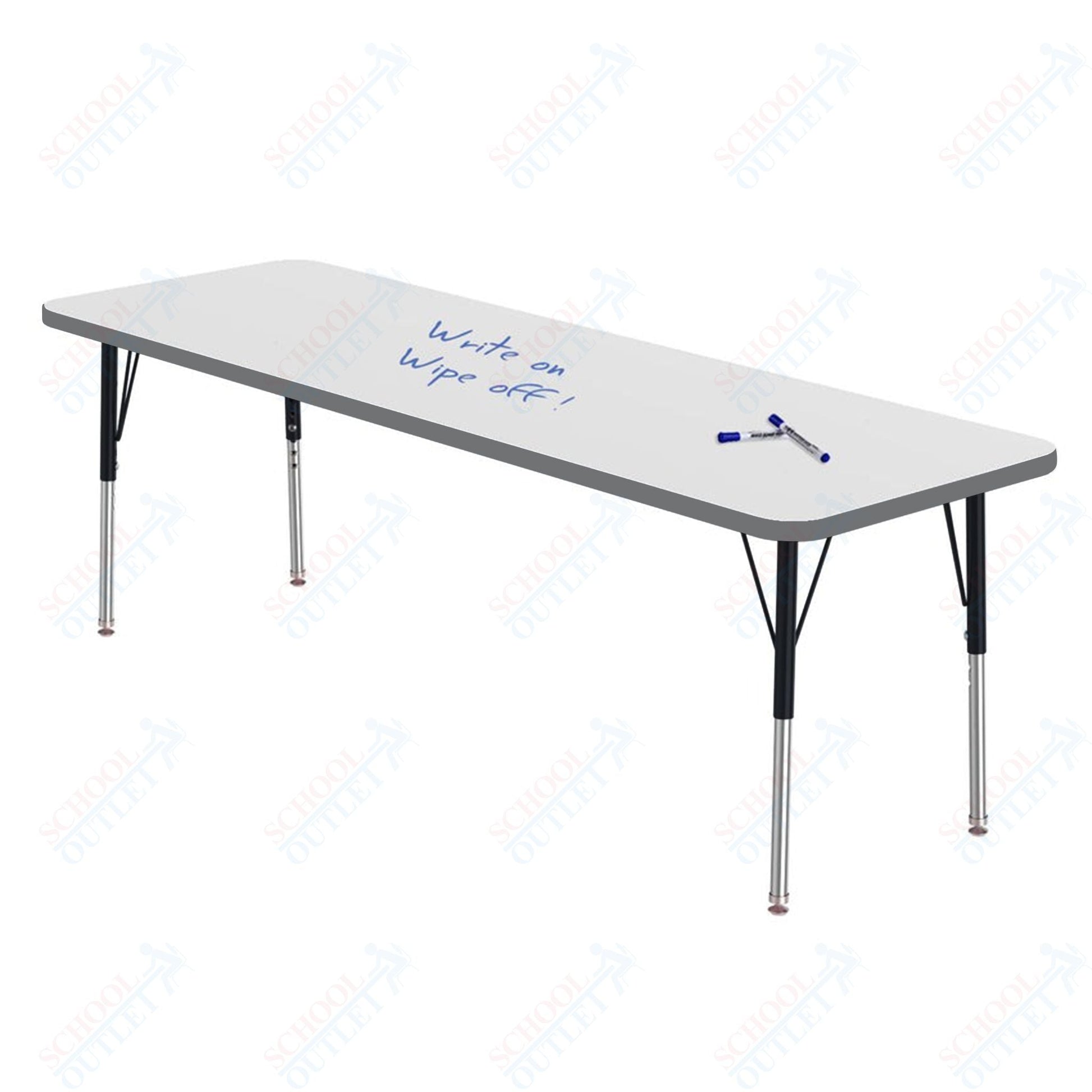 Marco MG2200 Series Rectangle Preschool Table w/ Dry Erase Top 24" x 72" Adj Height 16" - 24" (MG2230 - DA) - SchoolOutlet