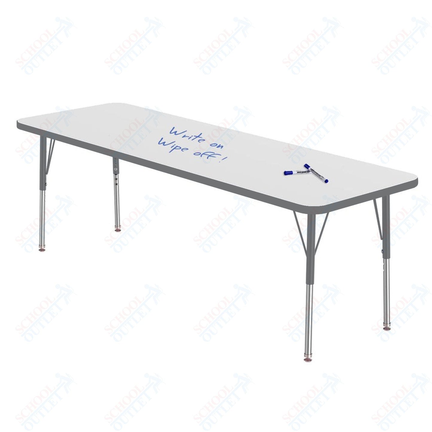 Marco MG2200 Series Rectangle Preschool Table w/ Dry Erase Top 24" x 72" Adj Height 16" - 24" (MG2230 - DA) - SchoolOutlet