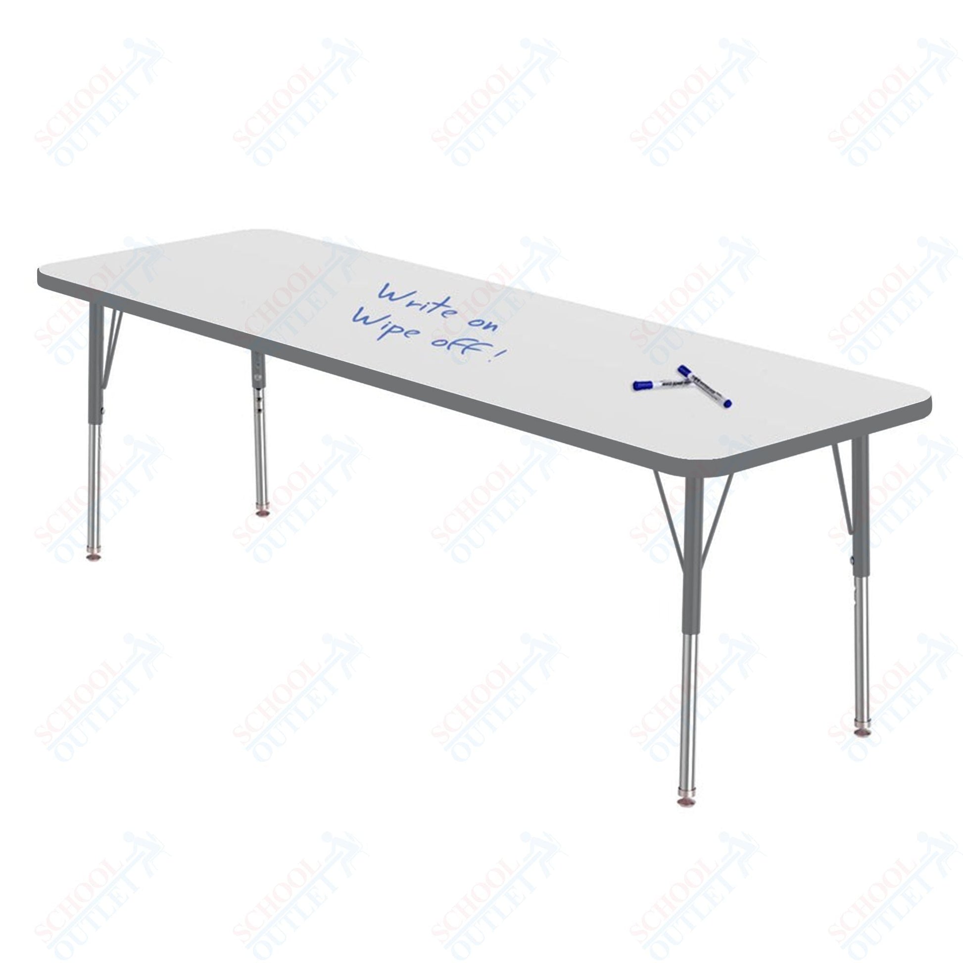Marco MG2200 Series Rectangle Preschool Table w/ Dry Erase Top 24" x 72" Adj Height 16" - 24" (MG2230 - DA) - SchoolOutlet