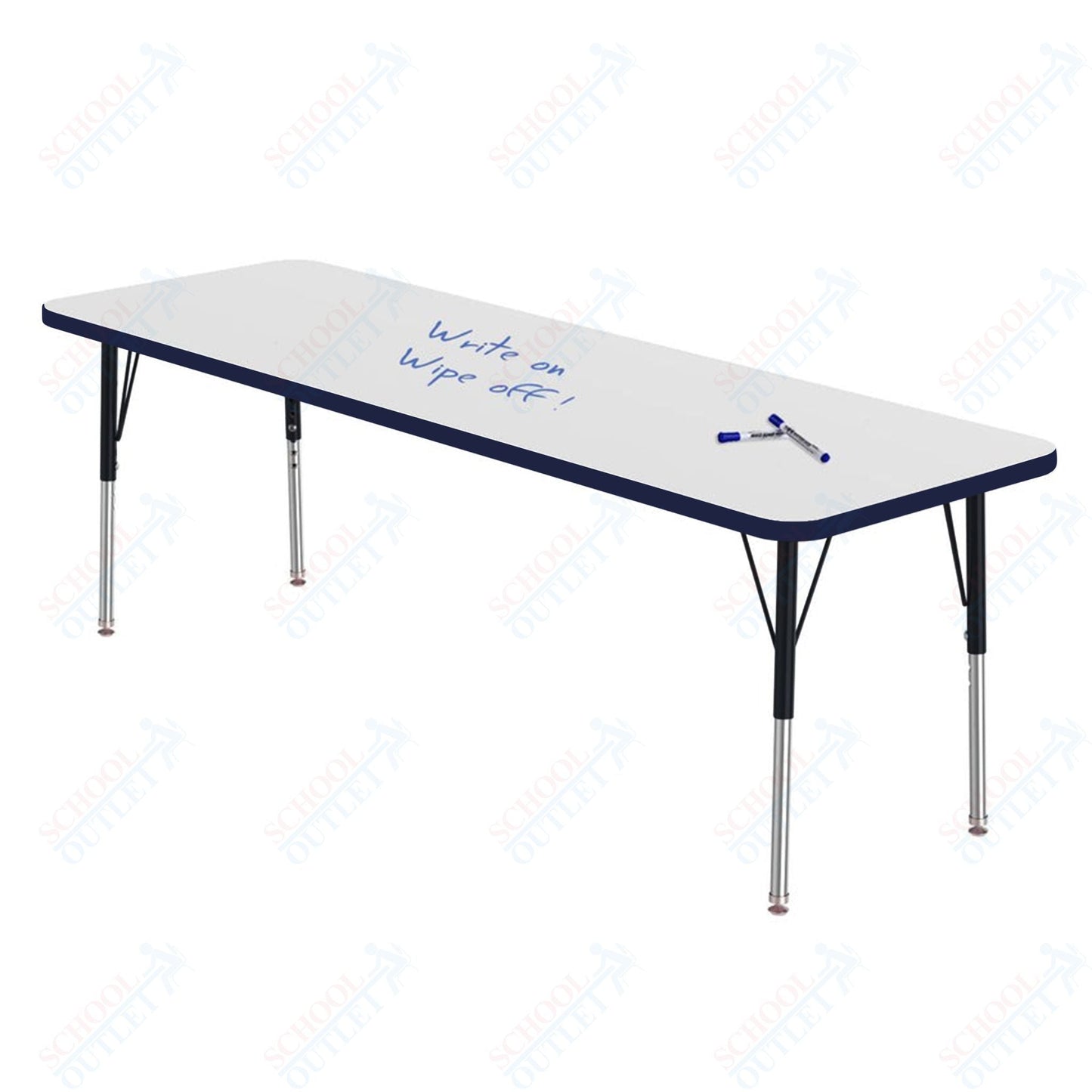 Marco MG2200 Series Rectangle Preschool Table w/ Dry Erase Top 24" x 72" Adj Height 16" - 24" (MG2230 - DA) - SchoolOutlet