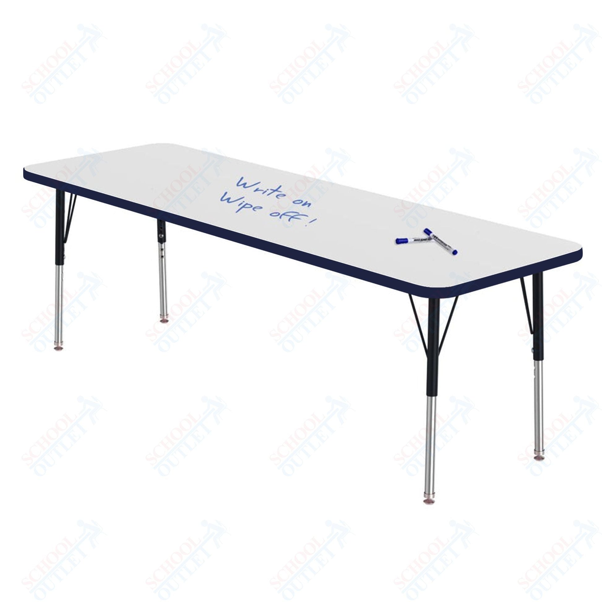 Marco MG2200 Series Rectangle Preschool Table w/ Dry Erase Top 24" x 72" Adj Height 16" - 24" (MG2230 - DA) - SchoolOutlet