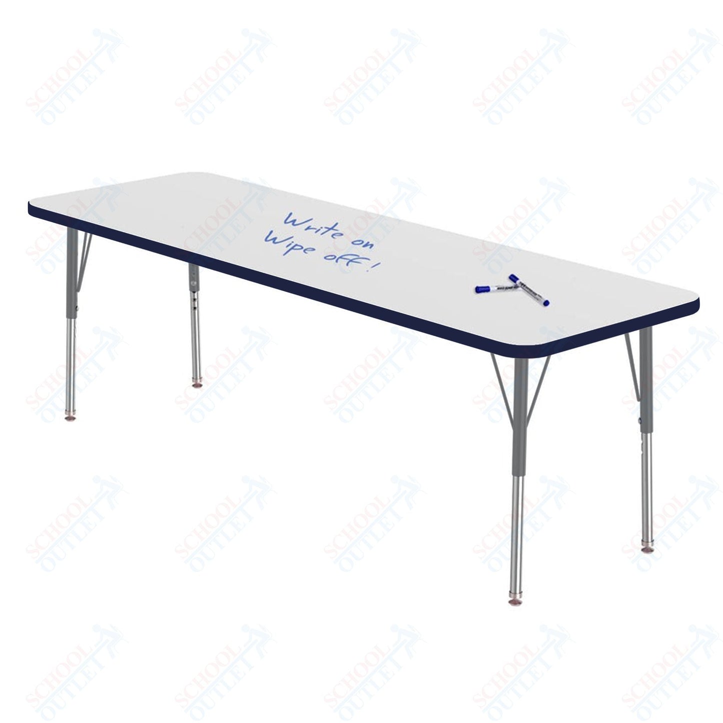 Marco MG2200 Series Rectangle Preschool Table w/ Dry Erase Top 24" x 72" Adj Height 16" - 24" (MG2230 - DA) - SchoolOutlet