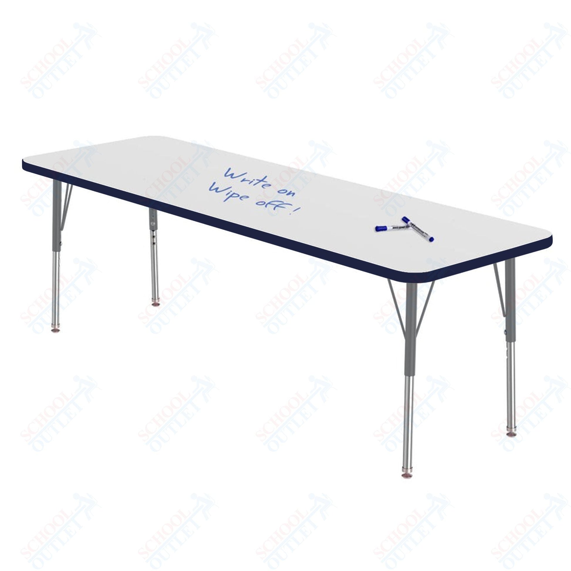 Marco MG2200 Series Rectangle Preschool Table w/ Dry Erase Top 24" x 72" Adj Height 16" - 24" (MG2230 - DA) - SchoolOutlet