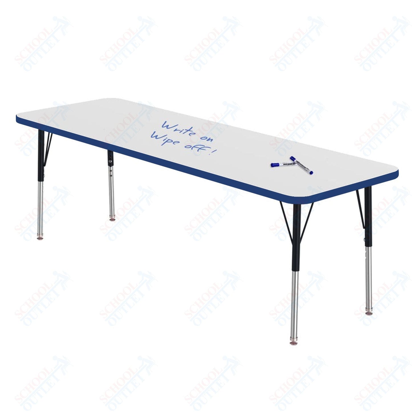 Marco MG2200 Series Rectangle Preschool Table w/ Dry Erase Top 24" x 72" Adj Height 16" - 24" (MG2230 - DA) - SchoolOutlet