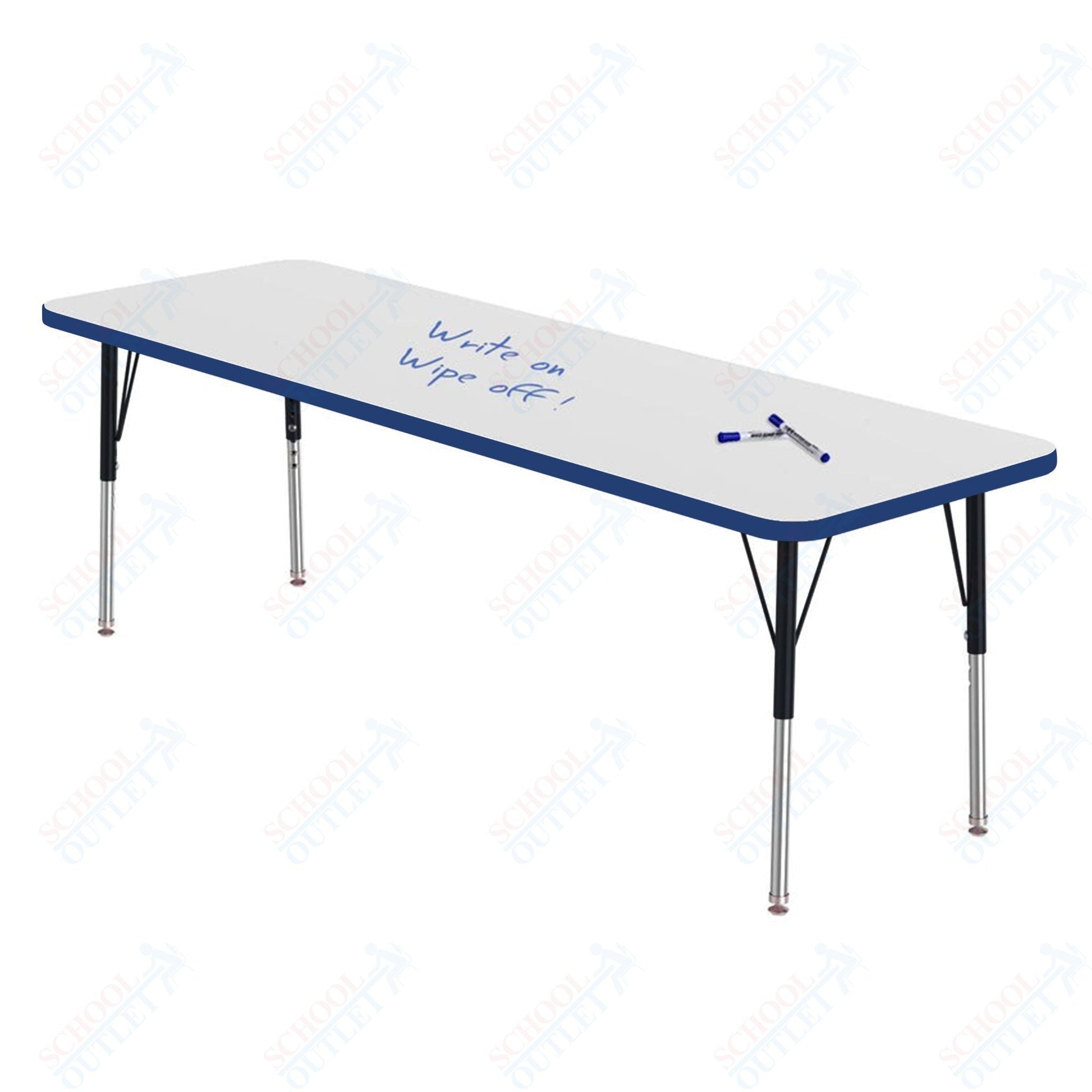 Marco MG2200 Series Rectangle Preschool Table w/ Dry Erase Top 24" x 72" Adj Height 16" - 24" (MG2230 - DA) - SchoolOutlet