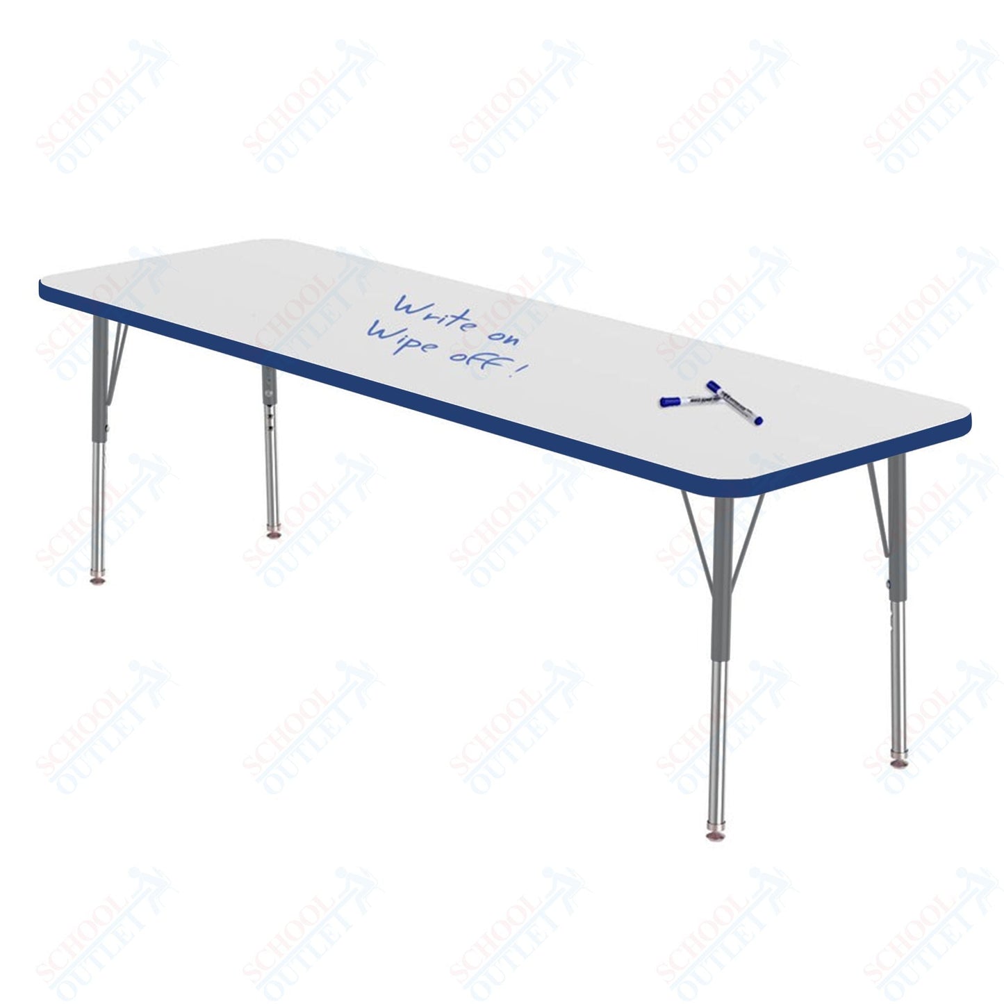 Marco MG2200 Series Rectangle Preschool Table w/ Dry Erase Top 24" x 72" Adj Height 16" - 24" (MG2230 - DA) - SchoolOutlet