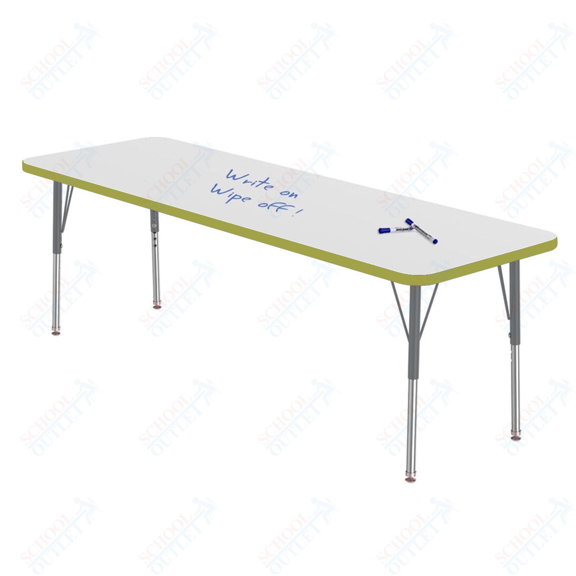 Marco MG2200 Series Rectangle Preschool Table w/ Dry Erase Top 24" x 72" Adj Height 16" - 24" (MG2230 - DA) - SchoolOutlet
