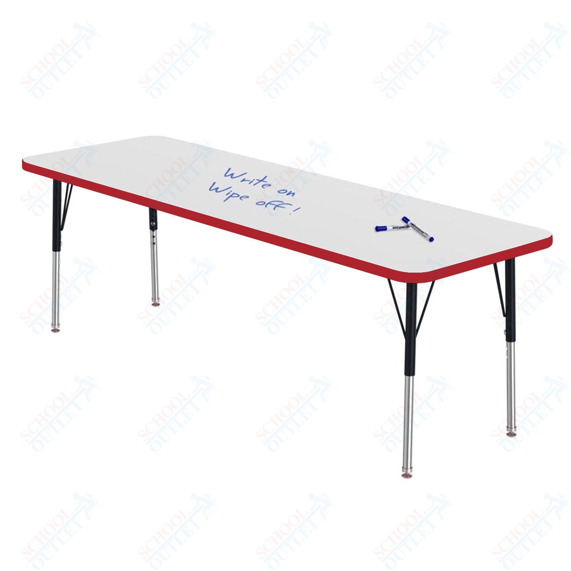 Marco MG2200 Series Rectangle Preschool Table w/ Dry Erase Top 24" x 72" Adj Height 16" - 24" (MG2230 - DA) - SchoolOutlet