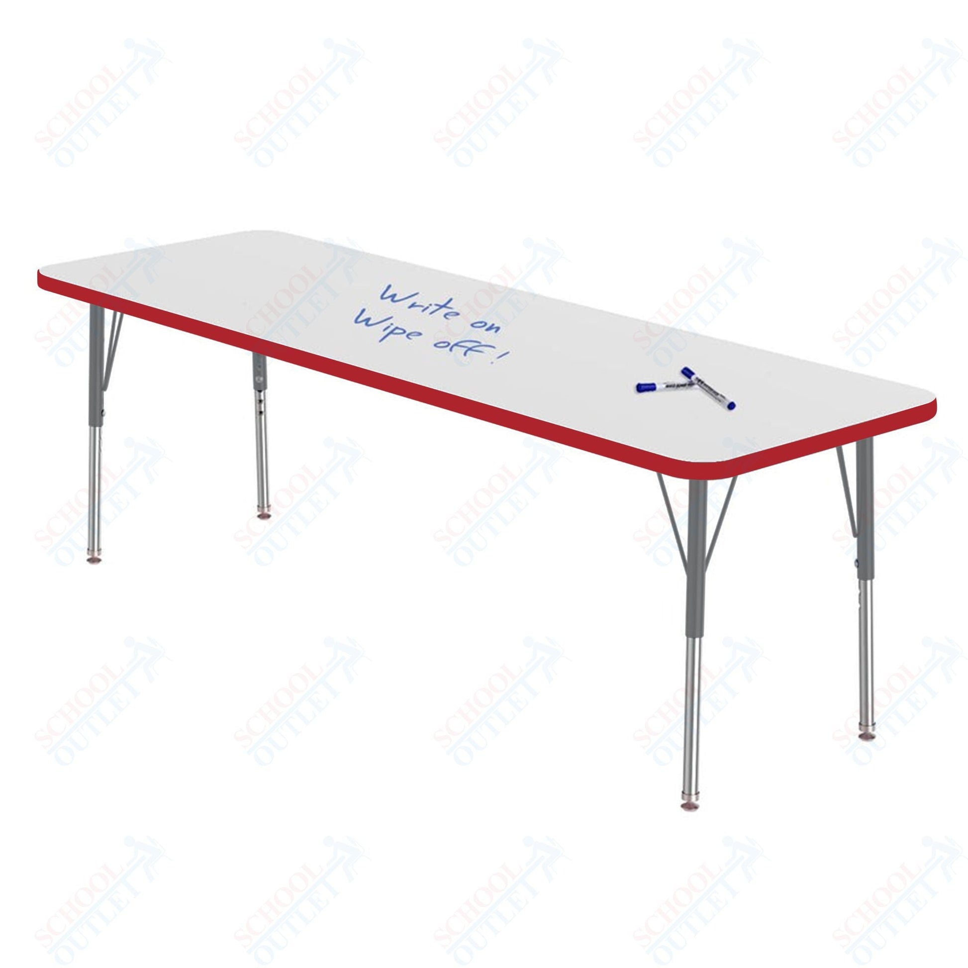 Marco MG2200 Series Rectangle Preschool Table w/ Dry Erase Top 24" x 72" Adj Height 16" - 24" (MG2230 - DA) - SchoolOutlet