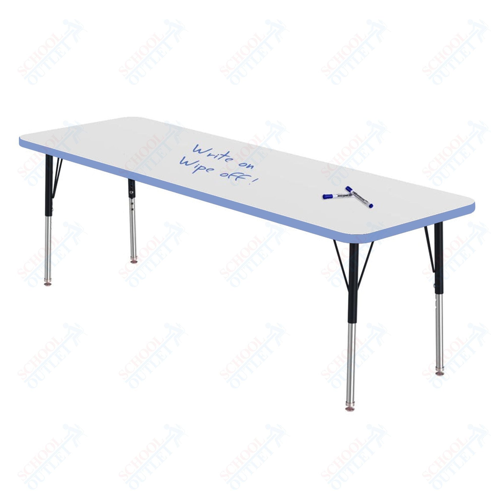 Marco MG2200 Series Rectangle Preschool Table w/ Dry Erase Top 24" x 72" Adj Height 16" - 24" (MG2230 - DA) - SchoolOutlet