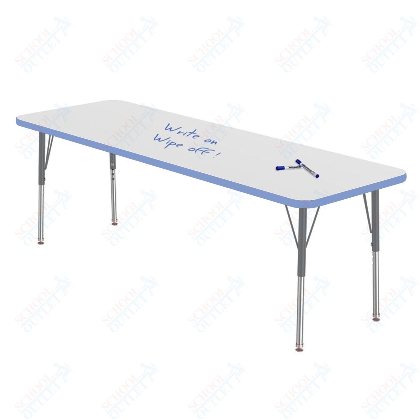 Marco MG2200 Series Rectangle Preschool Table w/ Dry Erase Top 24" x 72" Adj Height 16" - 24" (MG2230 - DA) - SchoolOutlet