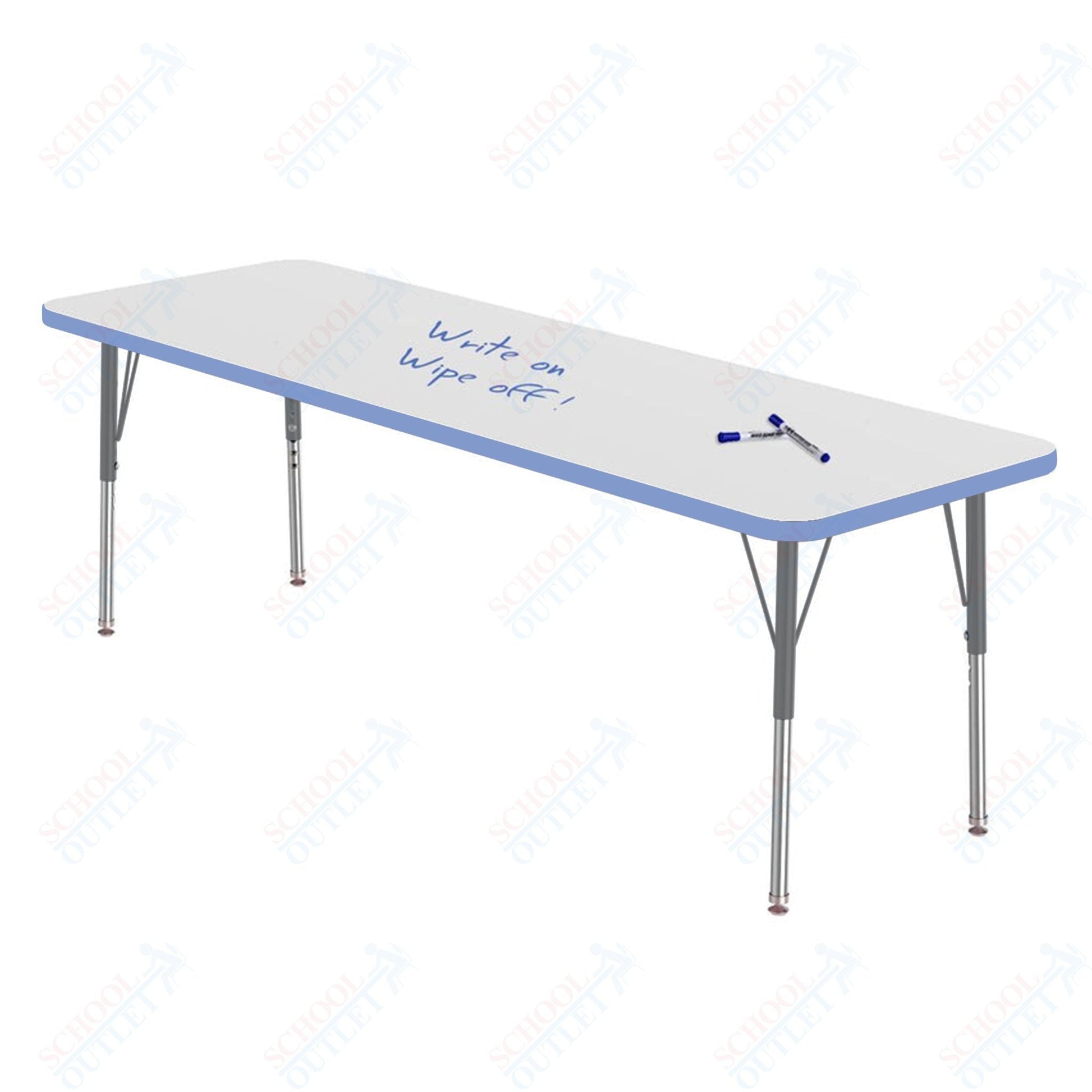 Marco MG2200 Series Rectangle Preschool Table w/ Dry Erase Top 24" x 72" Adj Height 16" - 24" (MG2230 - DA) - SchoolOutlet