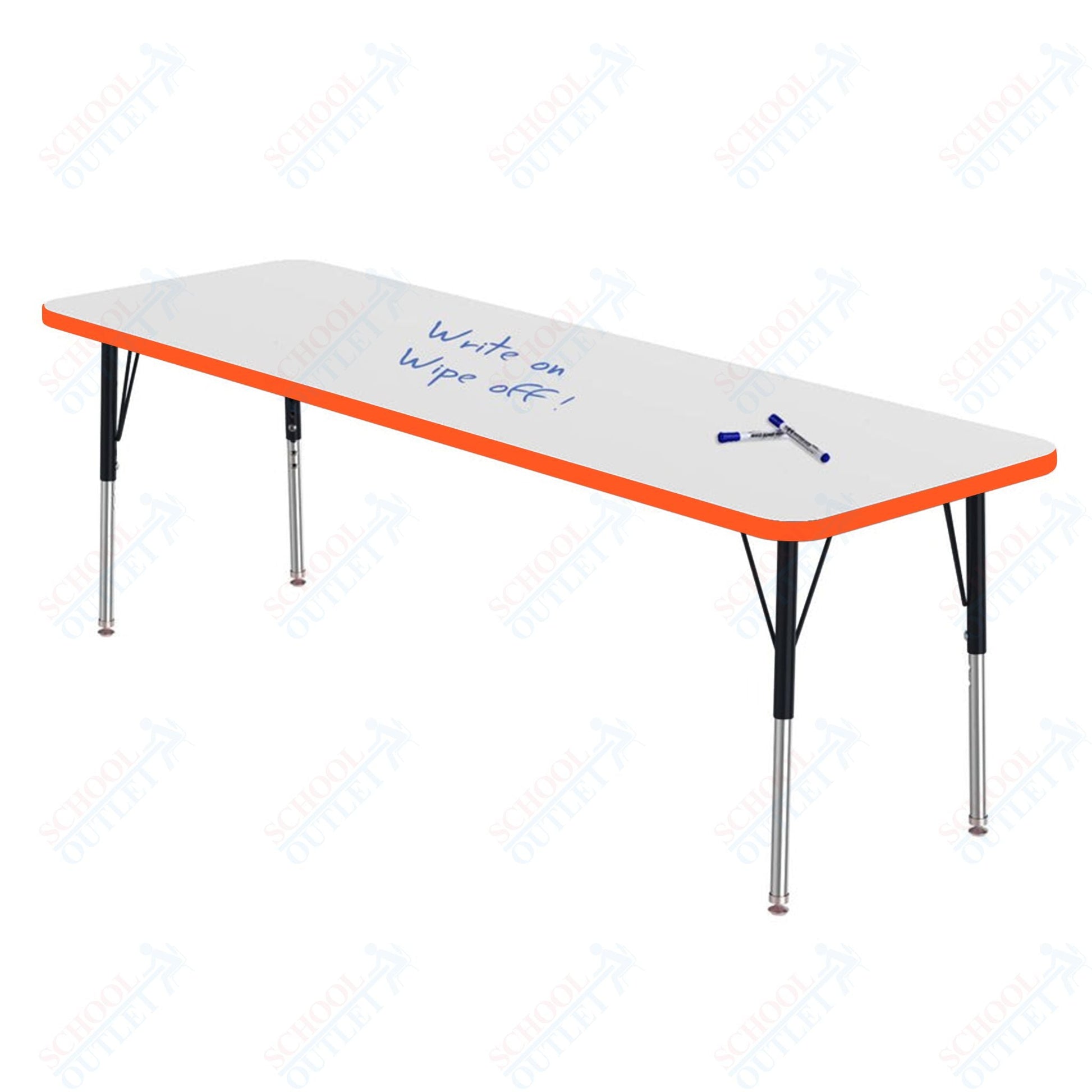 Marco MG2200 Series Rectangle Preschool Table w/ Dry Erase Top 24" x 72" Adj Height 16" - 24" (MG2230 - DA) - SchoolOutlet