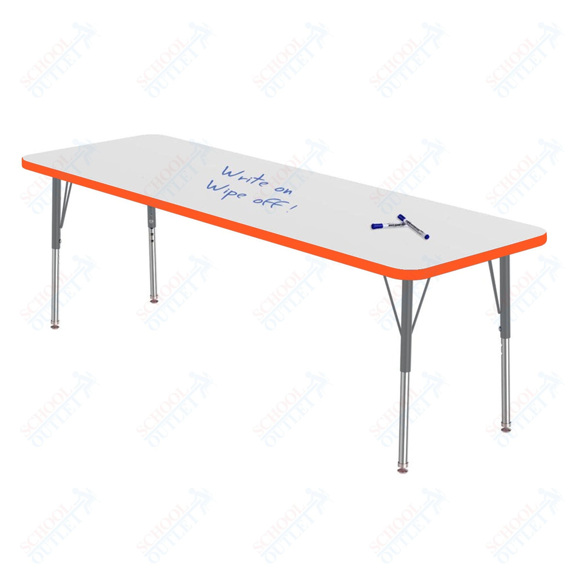Marco MG2200 Series Rectangle Preschool Table w/ Dry Erase Top 24" x 72" Adj Height 16" - 24" (MG2230 - DA) - SchoolOutlet