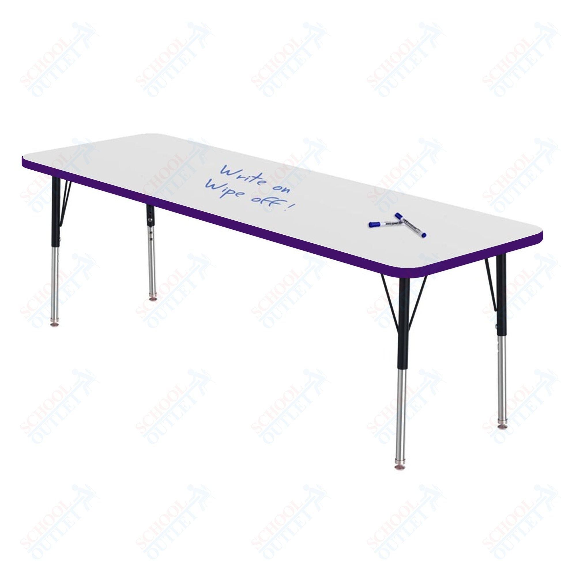 Marco MG2200 Series Rectangle Preschool Table w/ Dry Erase Top 24" x 72" Adj Height 16" - 24" (MG2230 - DA) - SchoolOutlet