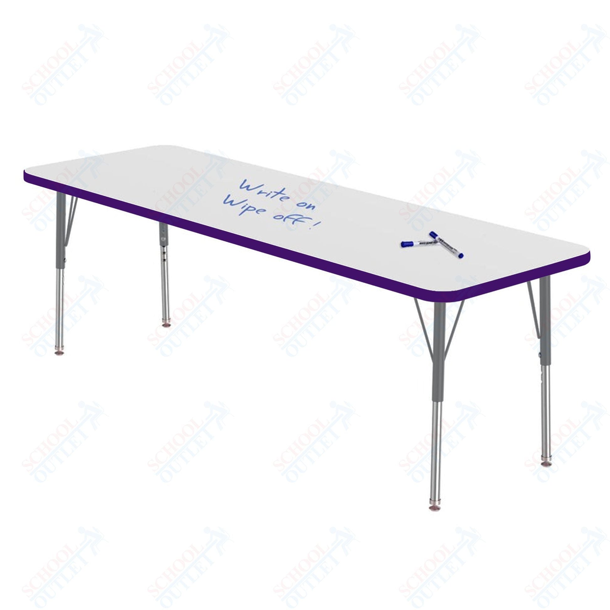 Marco MG2200 Series Rectangle Preschool Table w/ Dry Erase Top 24" x 72" Adj Height 16" - 24" (MG2230 - DA) - SchoolOutlet