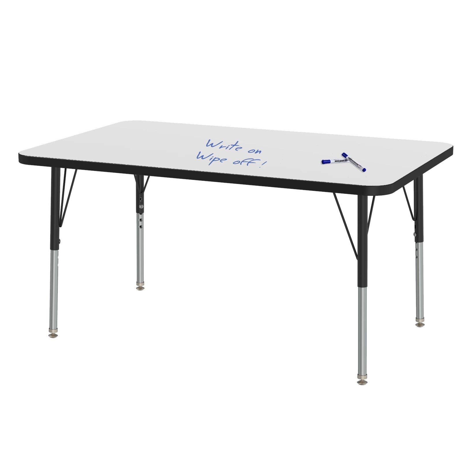 Marco MG2200 Series Rectangle Preschool Table w/ Dry Erase Top 30" x 48" Adj Height 16" - 24" (MG2236 - DA) - SchoolOutlet