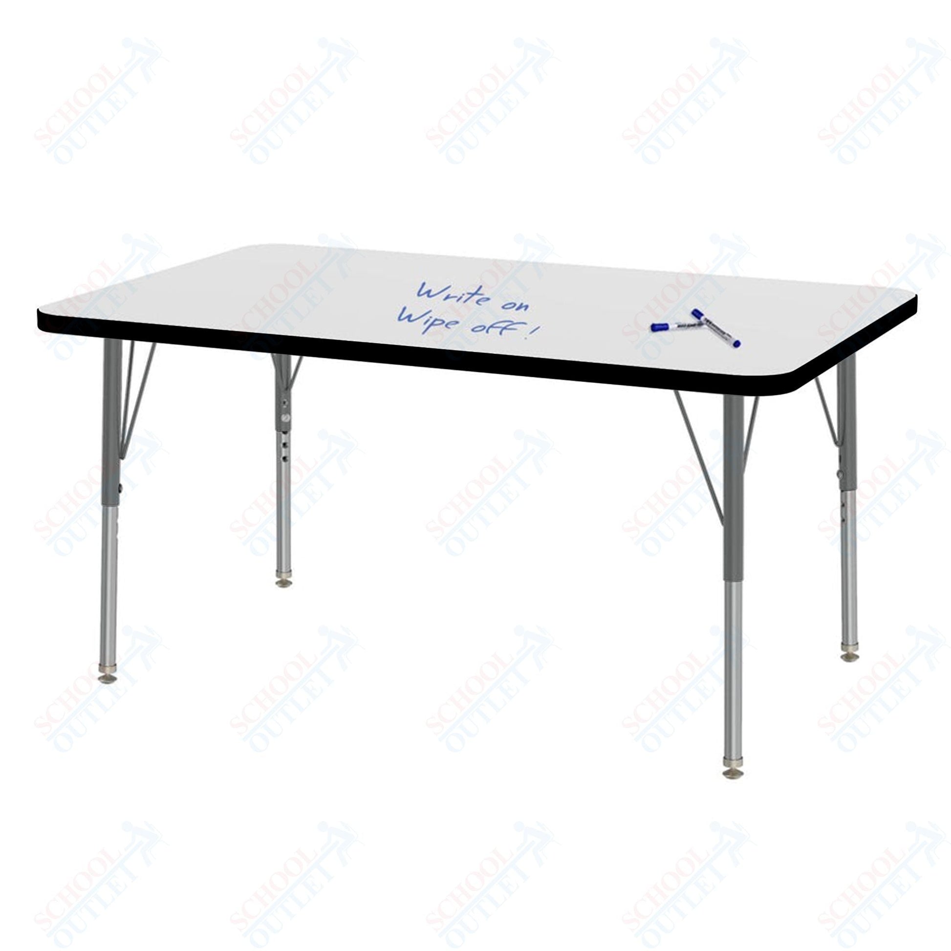 Marco MG2200 Series Rectangle Preschool Table w/ Dry Erase Top 30" x 48" Adj Height 16" - 24" (MG2236 - DA) - SchoolOutlet
