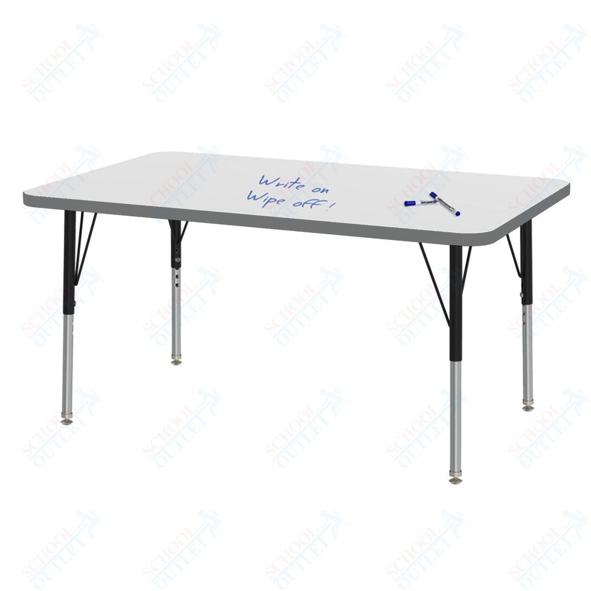 Marco MG2200 Series Rectangle Preschool Table w/ Dry Erase Top 30" x 48" Adj Height 16" - 24" (MG2236 - DA) - SchoolOutlet